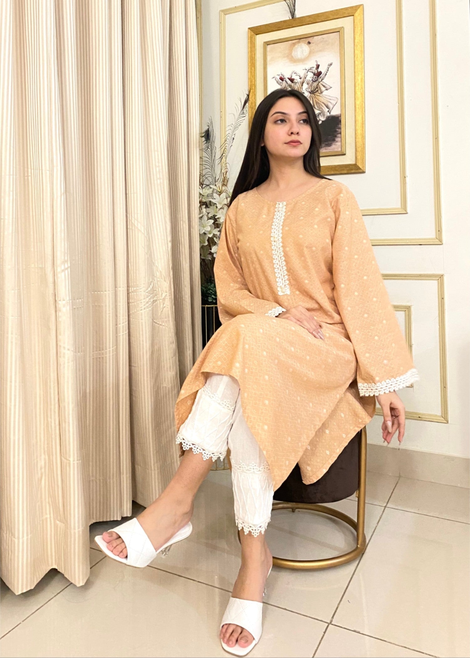 Urban Cut Premium Fabric Yarn Dyed Stitched Shirt Women 1pcs