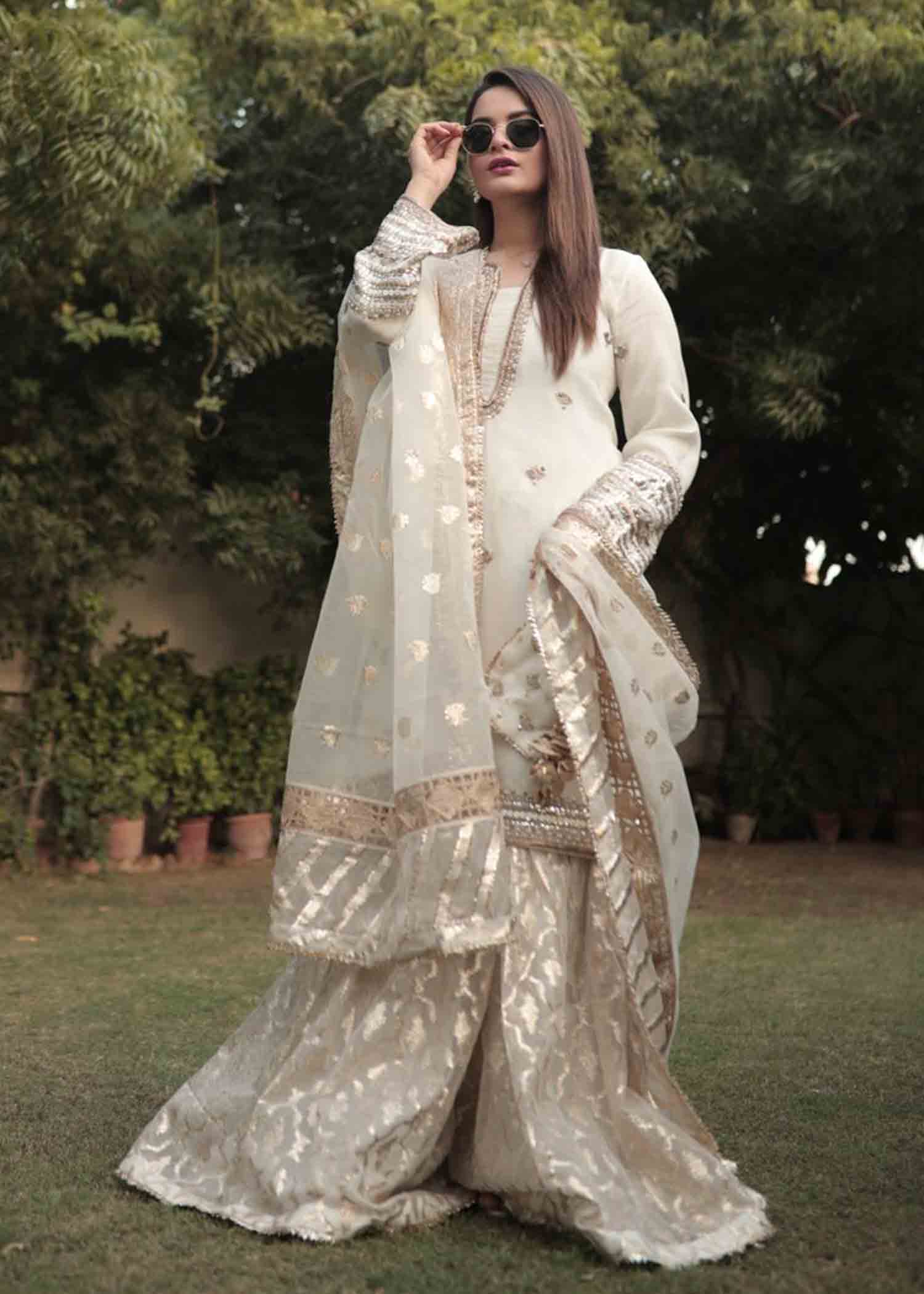 Rang-e-Haya Minal Khan Pairhan (White) Women 4pcs