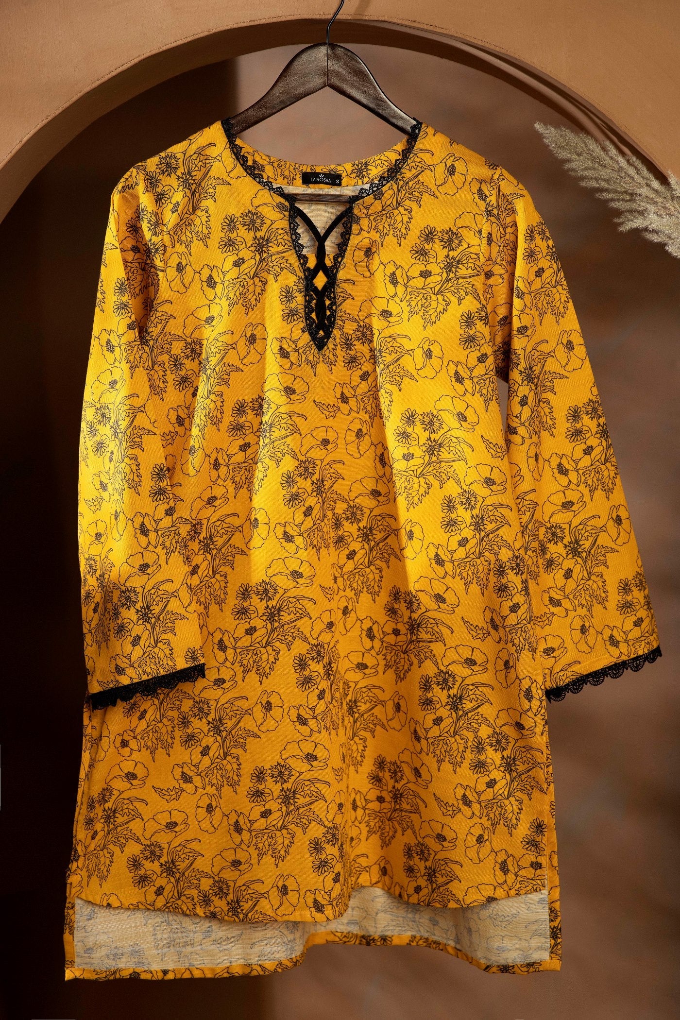 La Rosaa LA2 04 Mustard Black Floral Women 1pcs