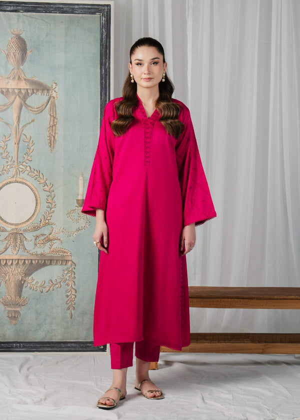 Buzzazi Bright Pink Embroidered Suit Women 2pcs