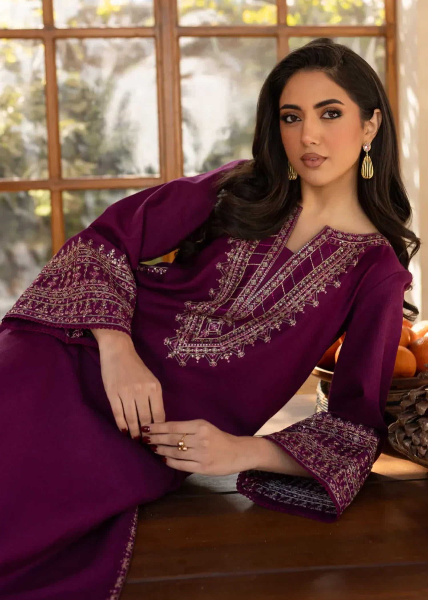Shehroz Fashion PURPLE LUXE LAWN EMBROIDERY DRESS Women 2pcs