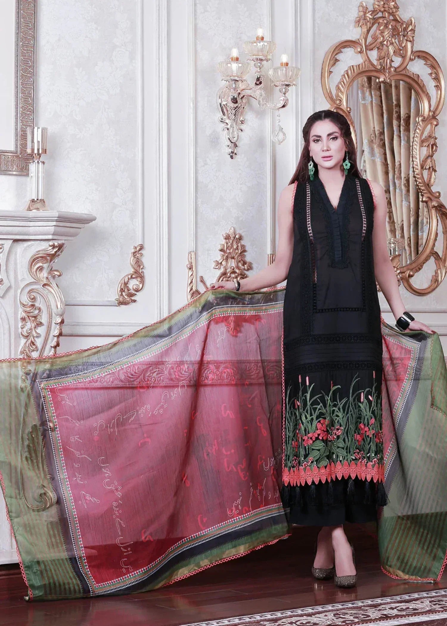 Mehryam Collection Embroidered Khaadi Net Suit Women 3pcs