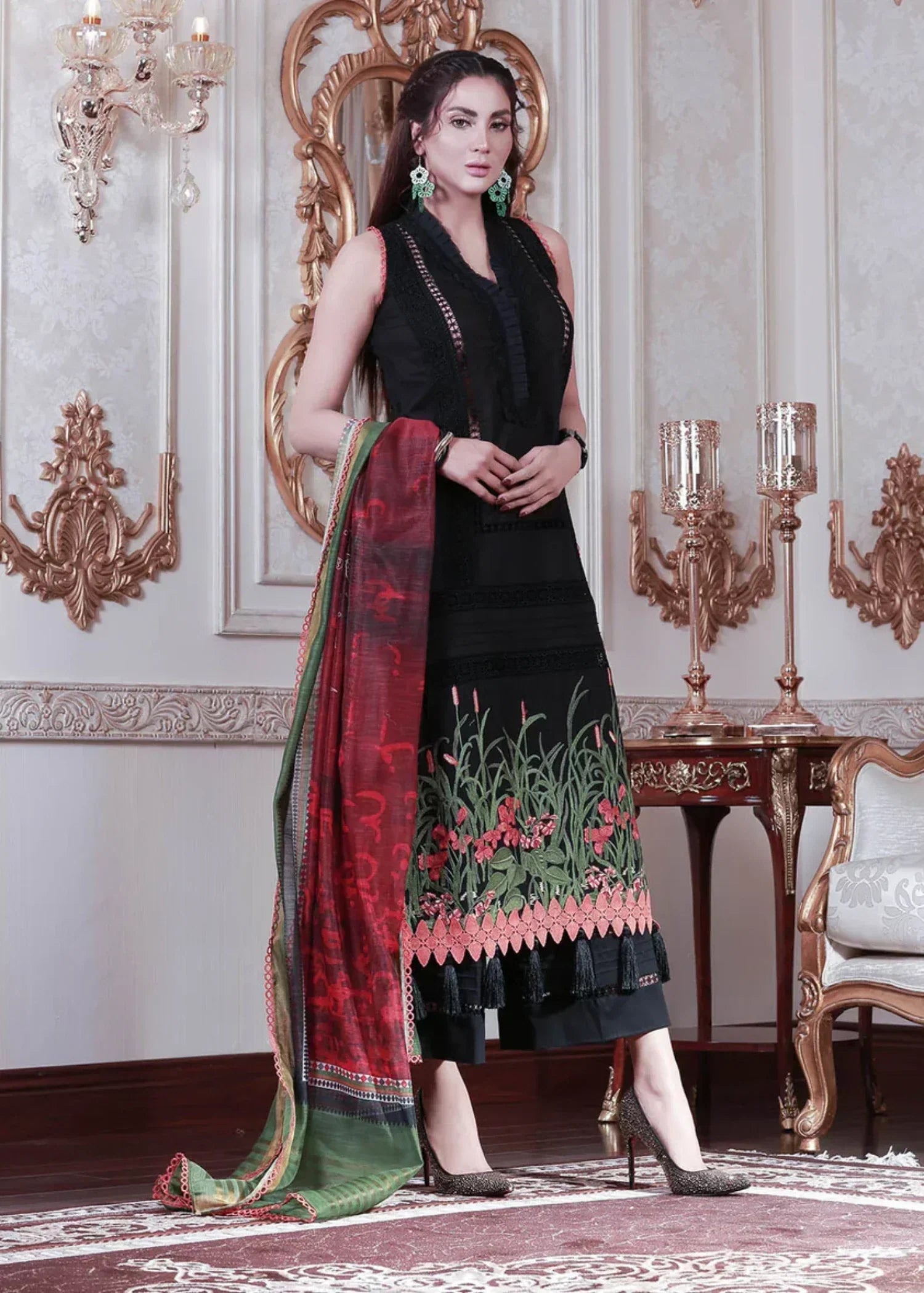 Mehryam Collection Embroidered Khaadi Net Suit Women 3pcs
