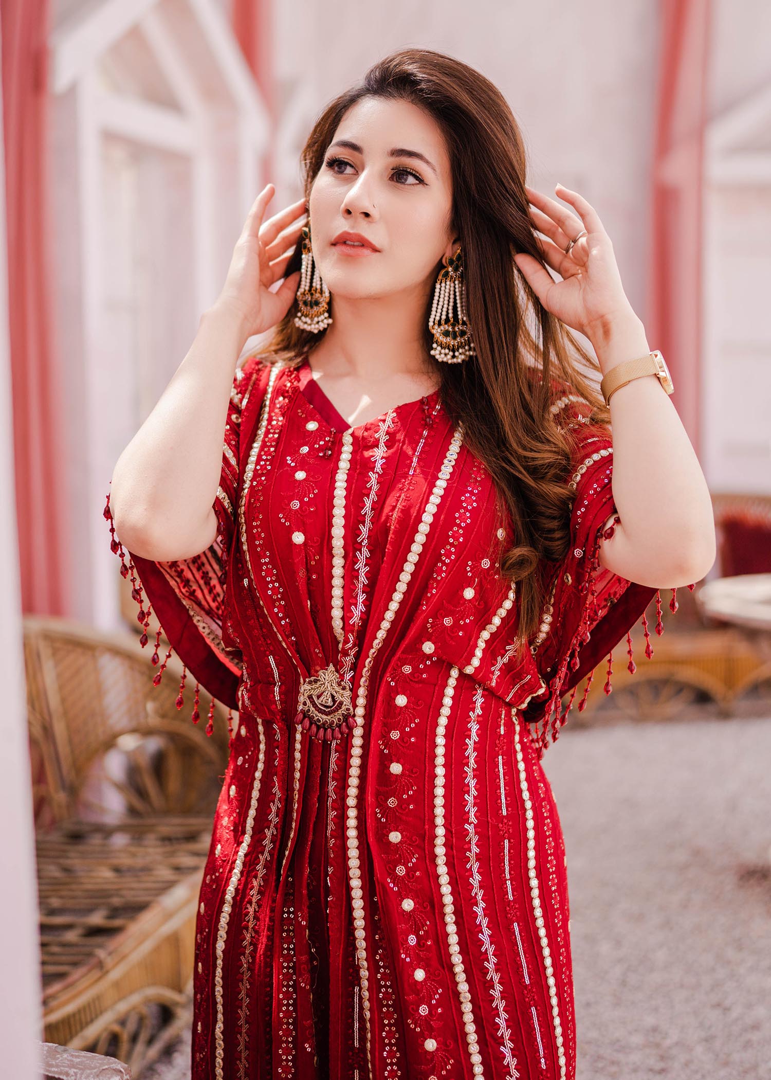 Manaal Arfeen Ruby Woo Kaftan Women 2pcs