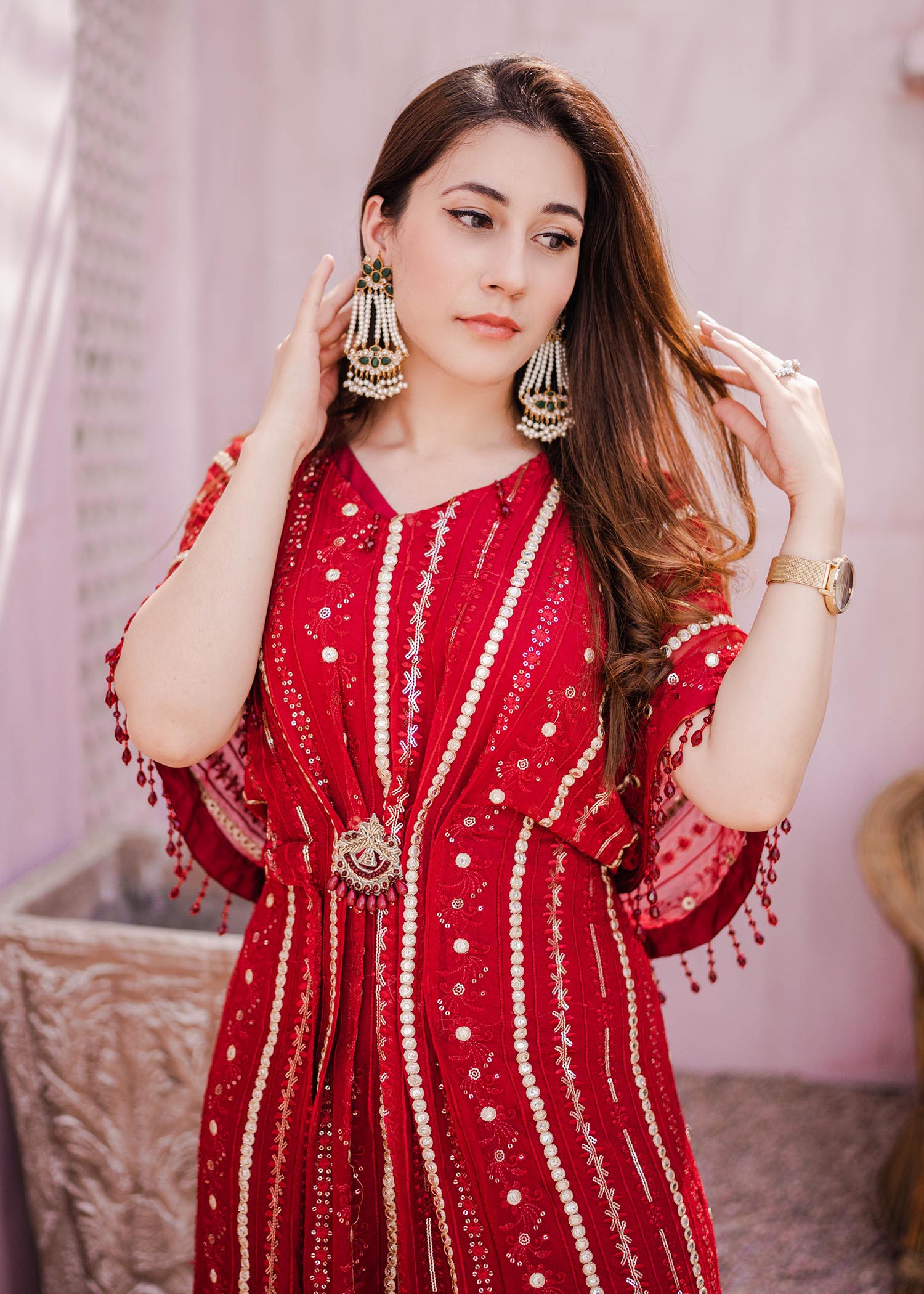 Manaal Arfeen Ruby Woo Kaftan Women 2pcs