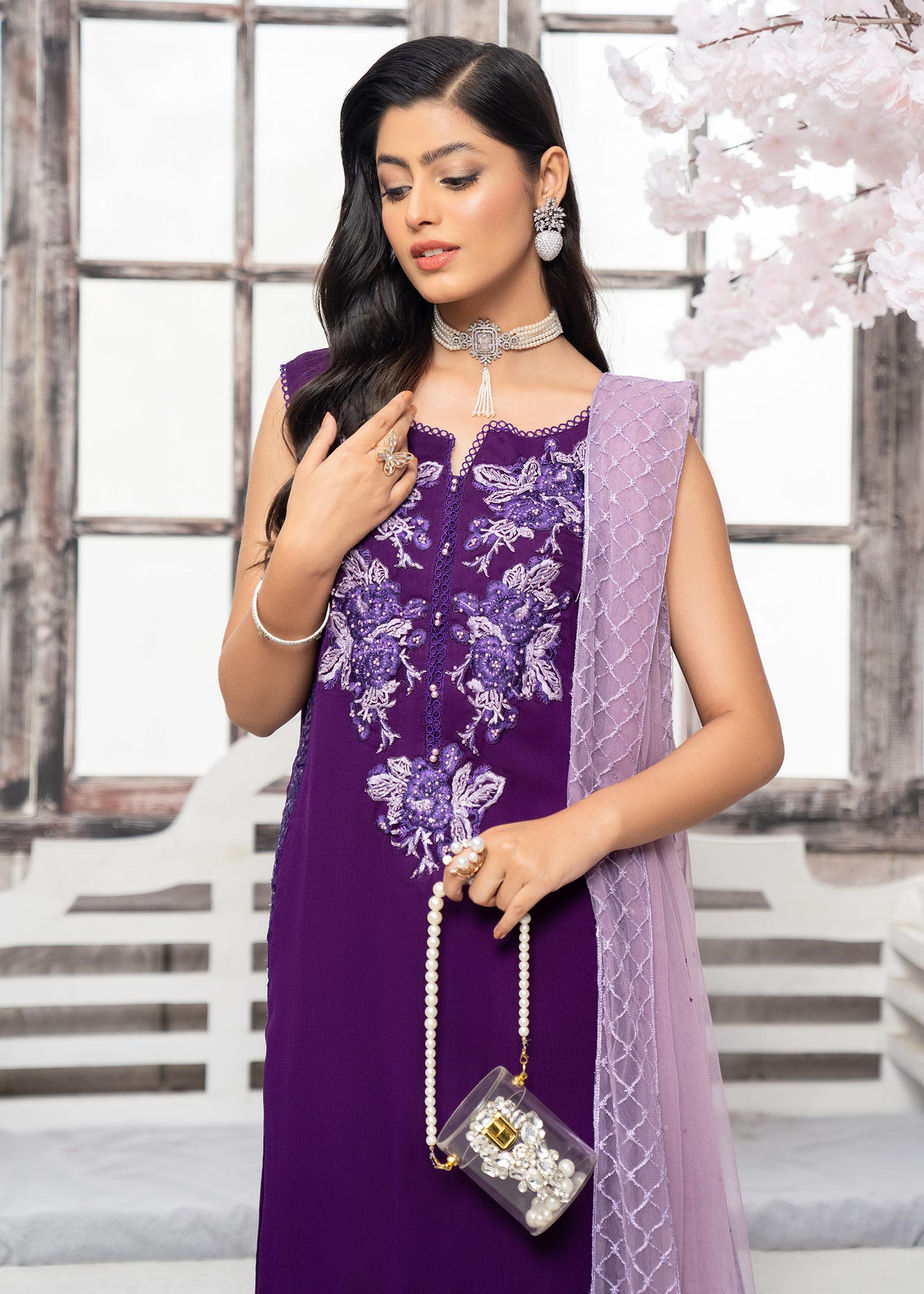 Hemstitch Violet Women 4pcs