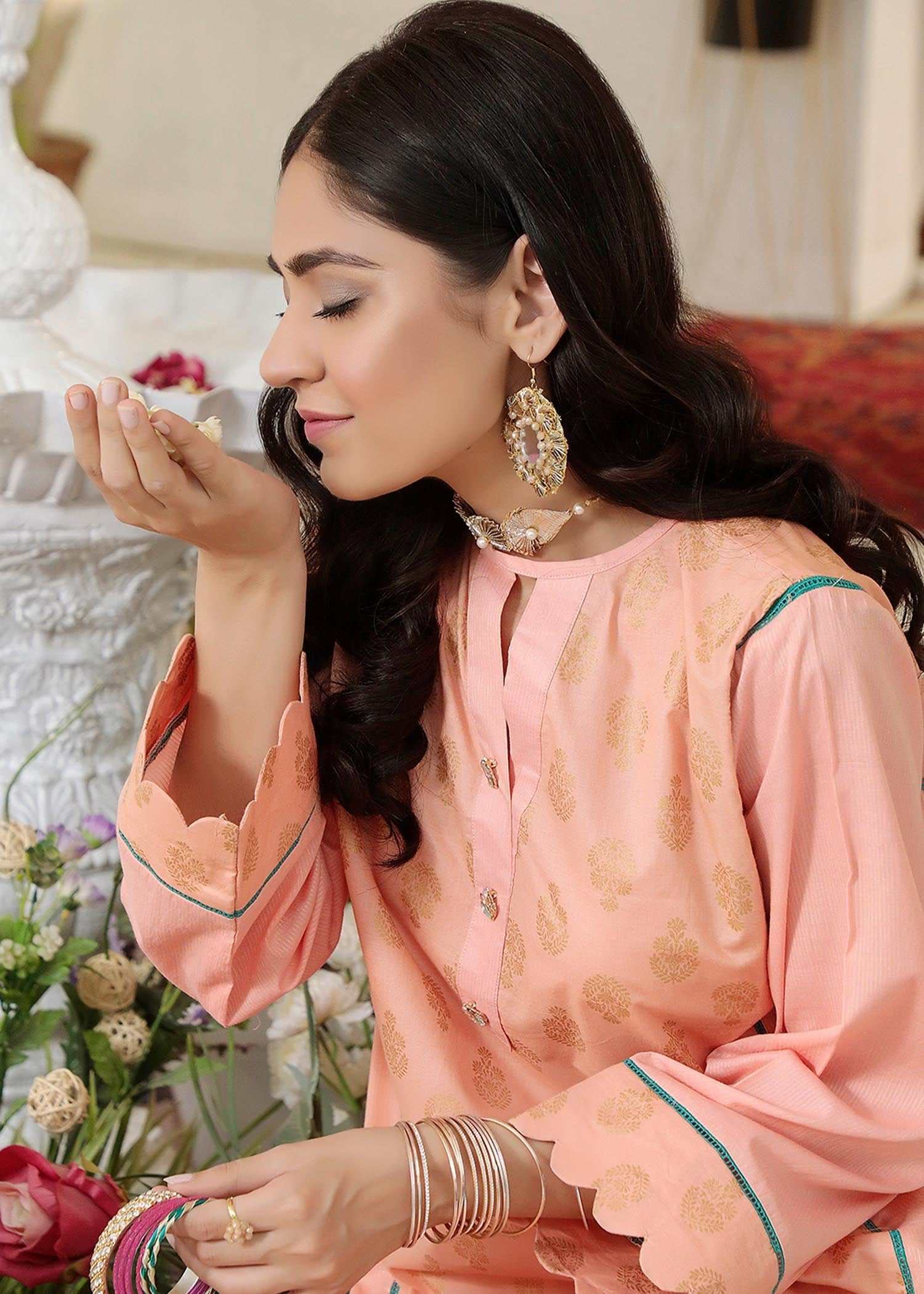 Kumash Textiles Peach Kurti Women 1pcs