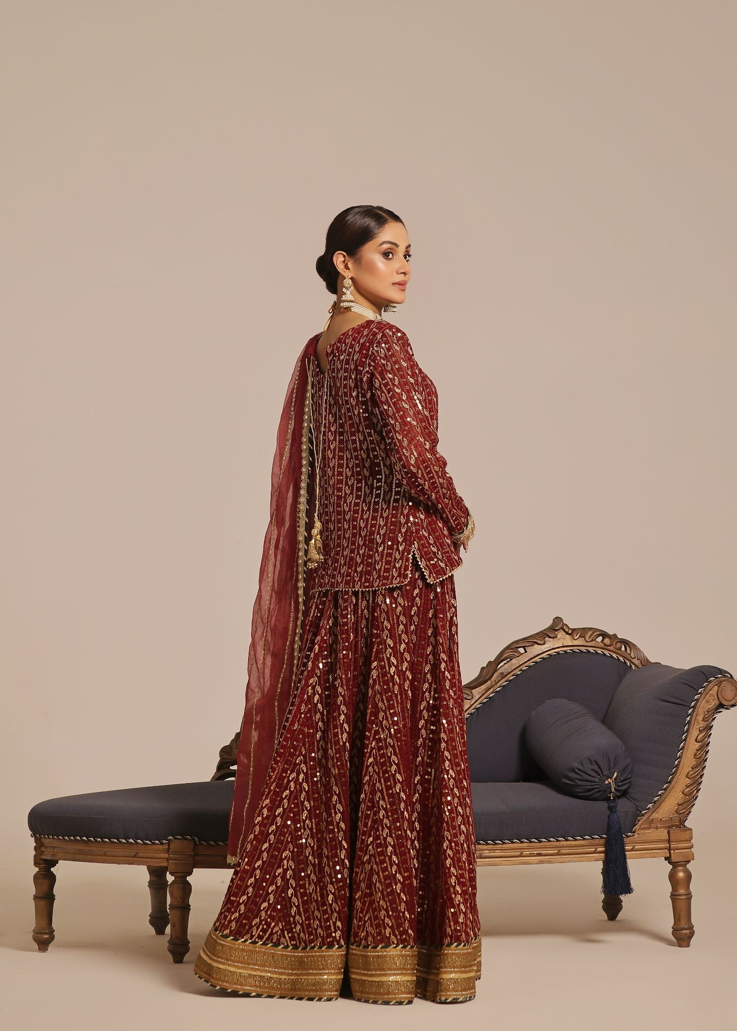 Ayesha Closet Shadmani Burgundy Women 3pcs
