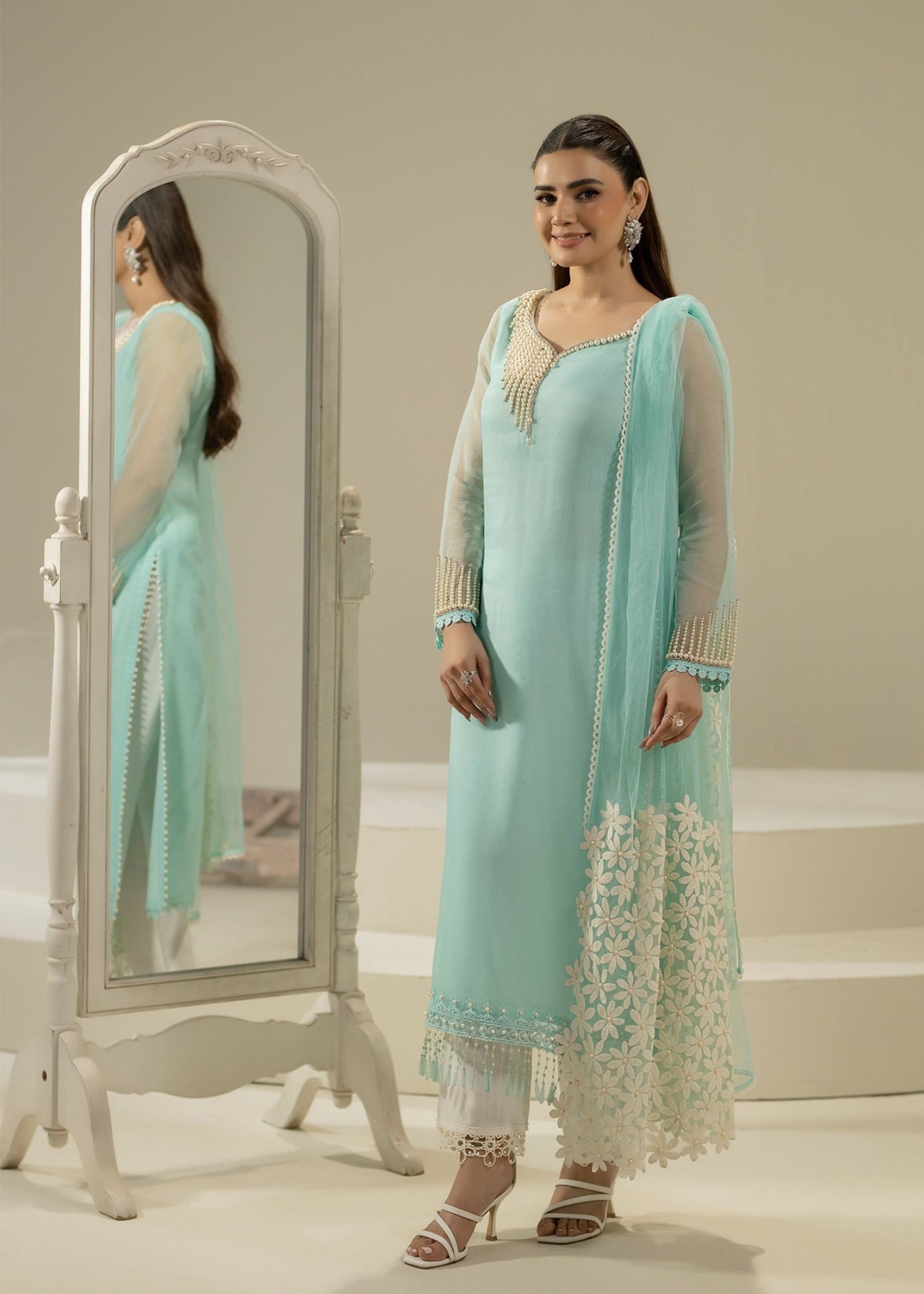 Khuda Baksh Creations Z 305 Cyan Women 4pcs