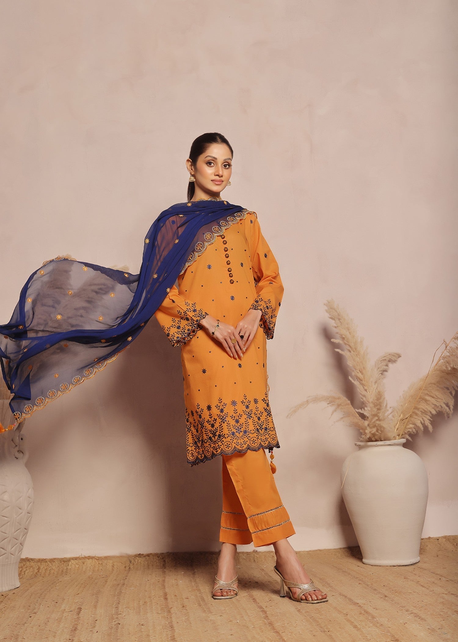 Kumash Textiles Mustard Women Stitched Women 3pcs