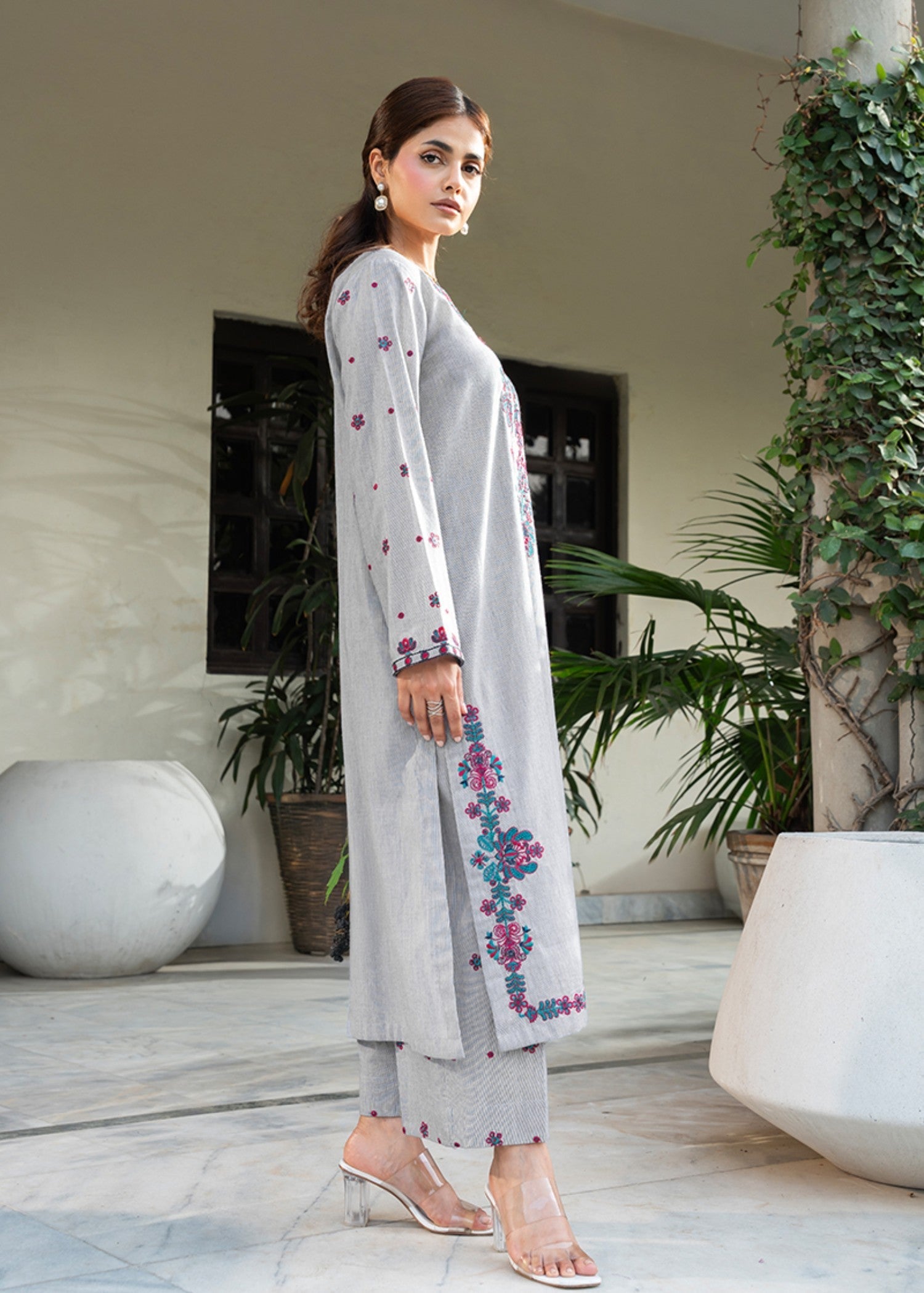 Kross Kulture Embroidered Striped Lawn Cotton Suit Women 2pcs