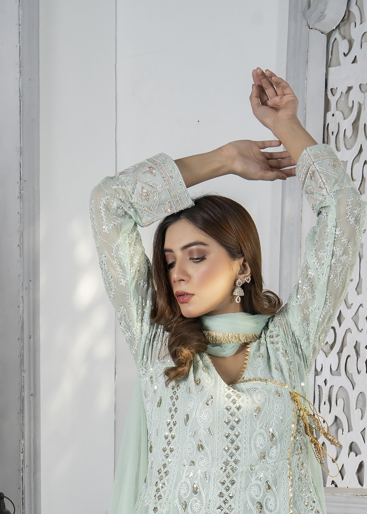 Mona Embroidery MELANIE MINT GREEN Women 3pcs