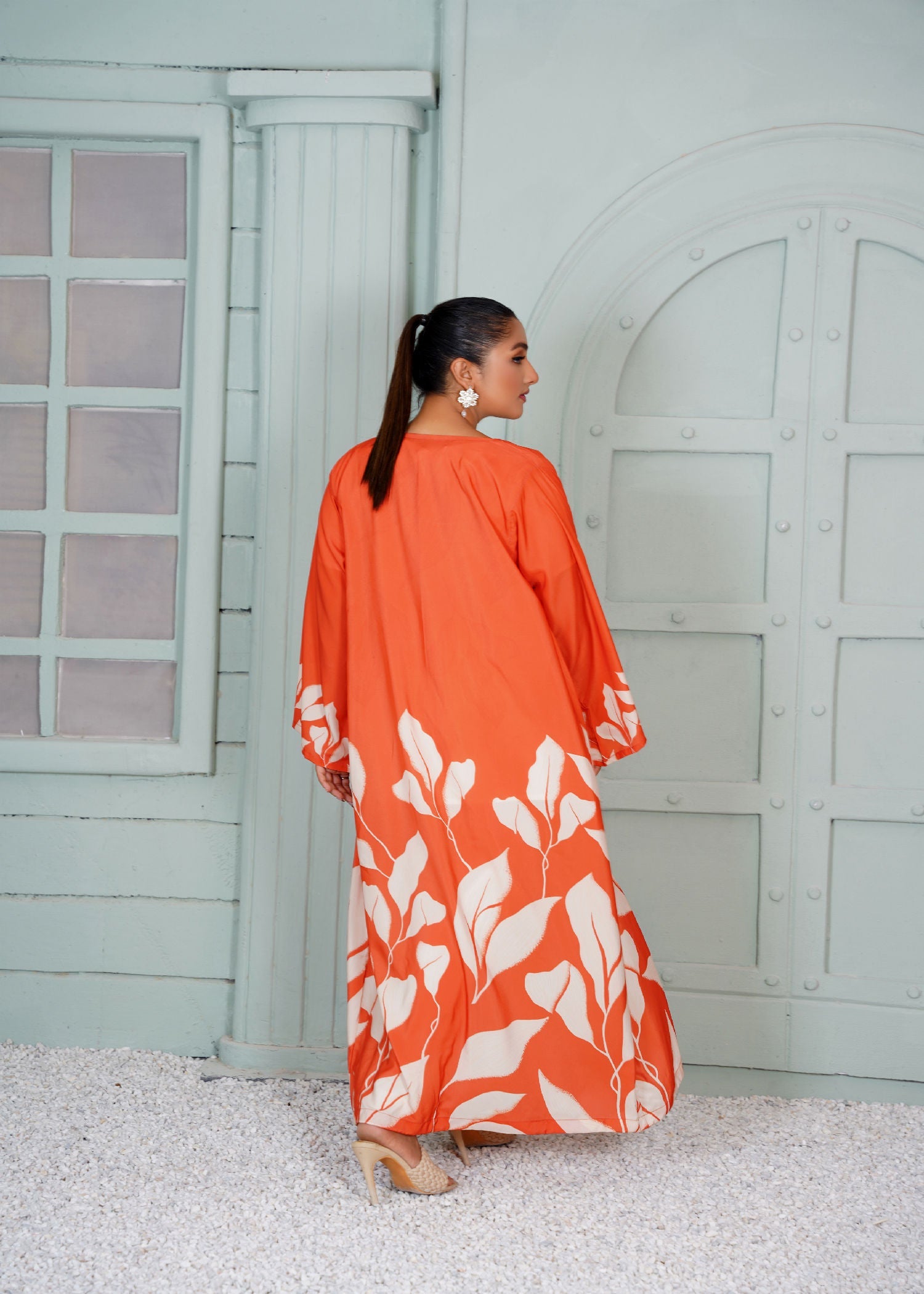 Athena Apparels Grazia Rust Shrug With Creamy Leaf 345 Women 1pcs