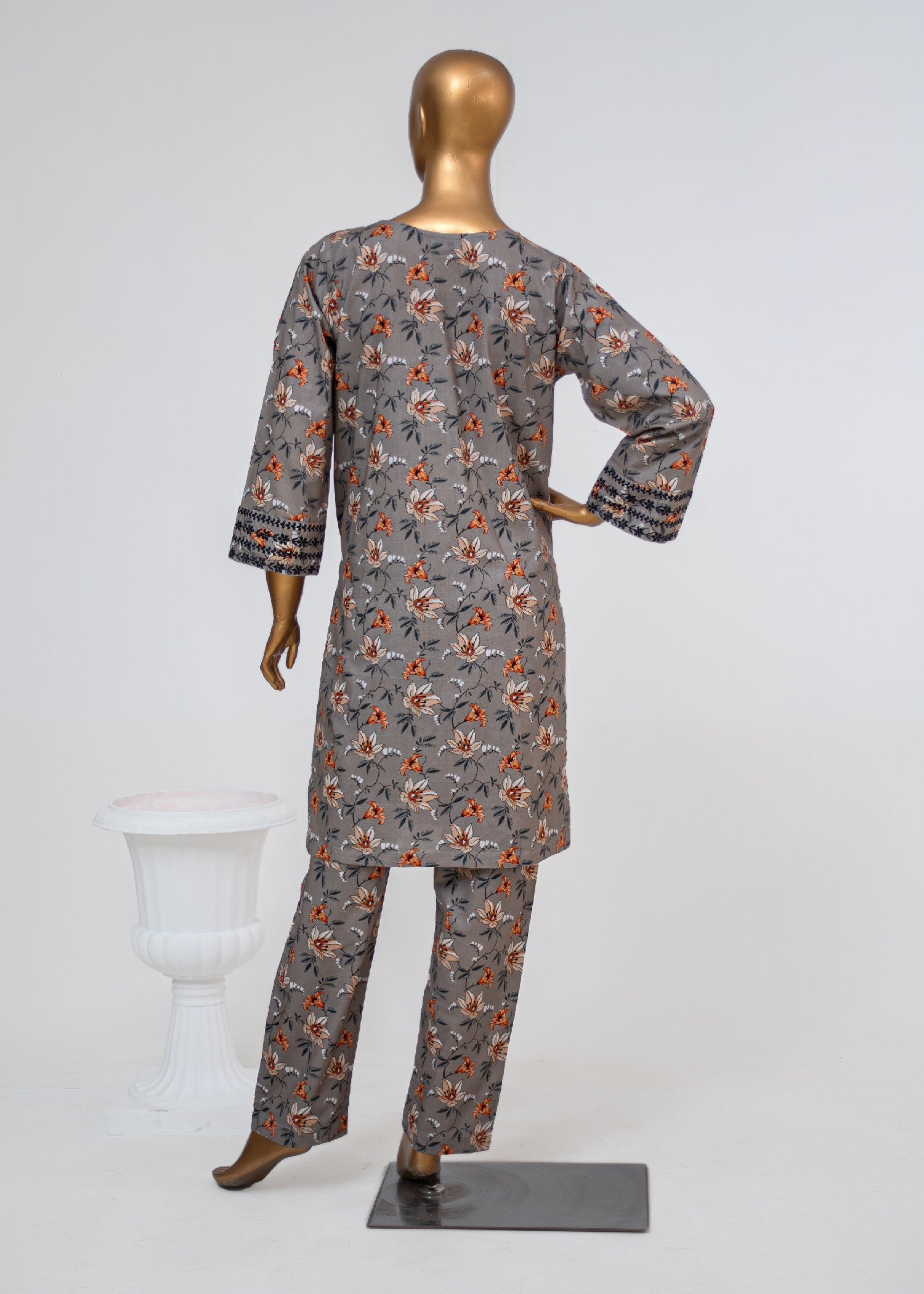 Aks Floral Grey Women 2pcs