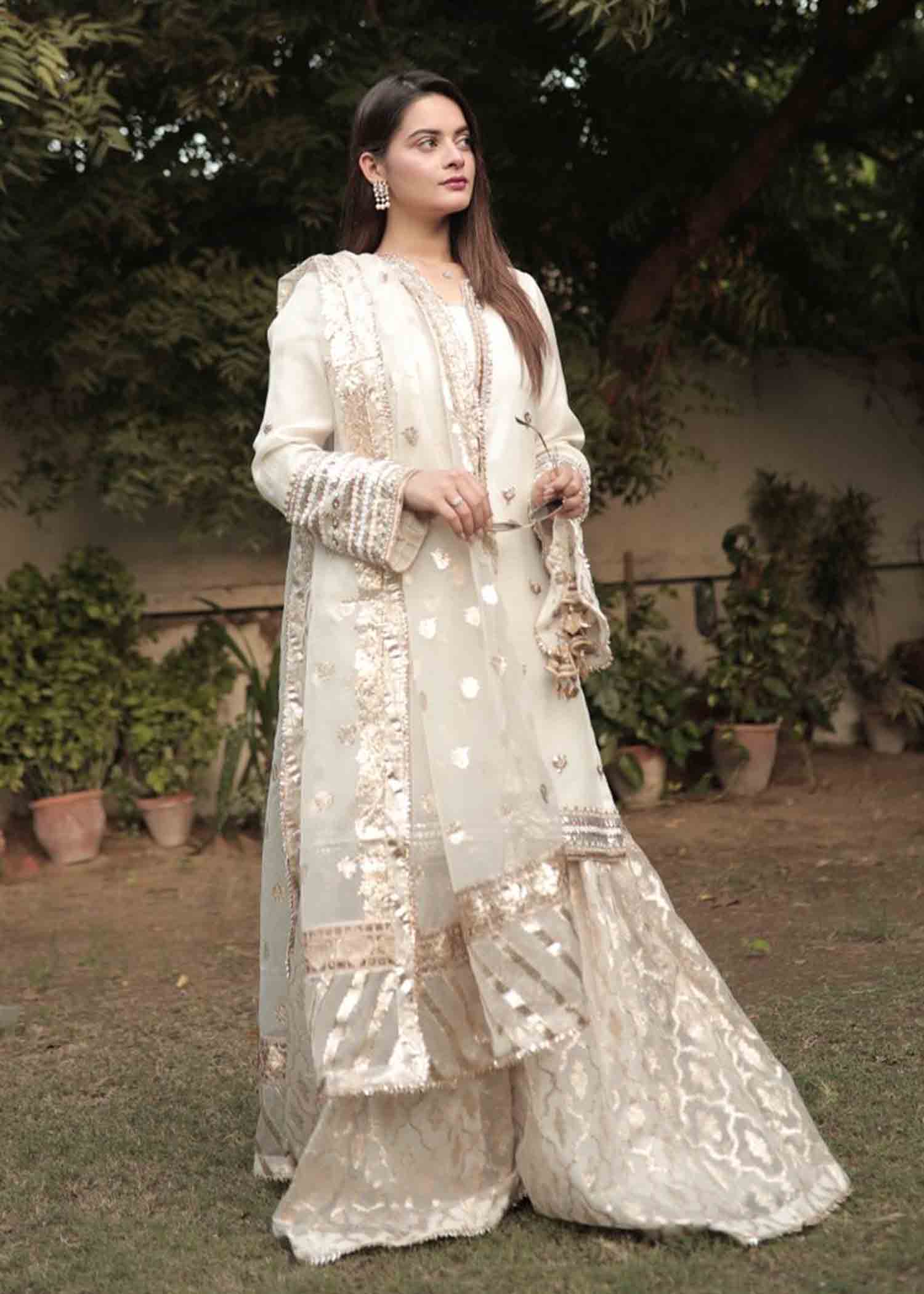 Rang-e-Haya Minal Khan Pairhan (White) Women 4pcs