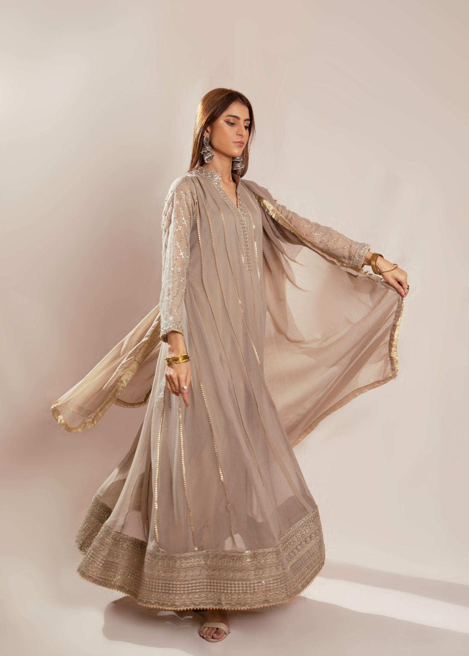 Manahils MAXI 106 DUSTY AFFAIR LIGHT BROWN Women 3pcs