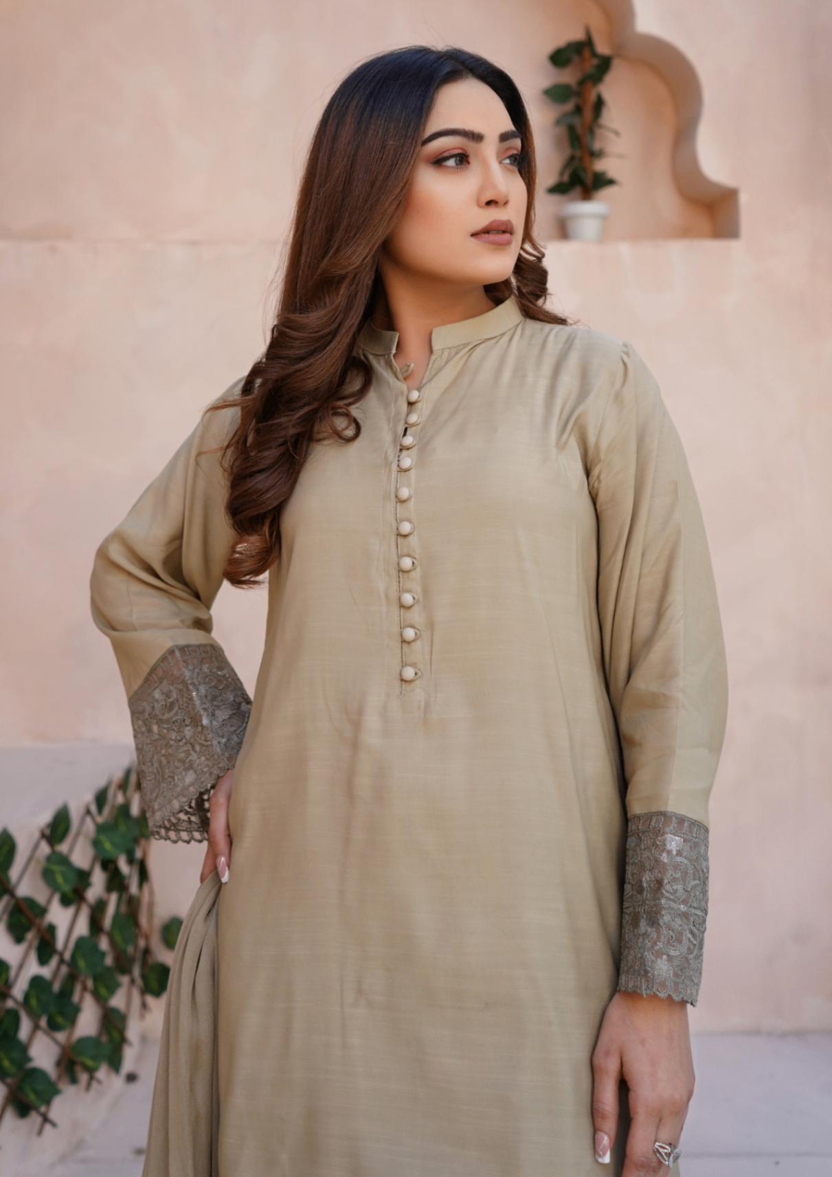 Yolo Pret Embroidered Raw Silk with Farshi Shalwar with Chiffon Embroidered Bordered Dupatta JASHAN S25 0040 Women 3pcs