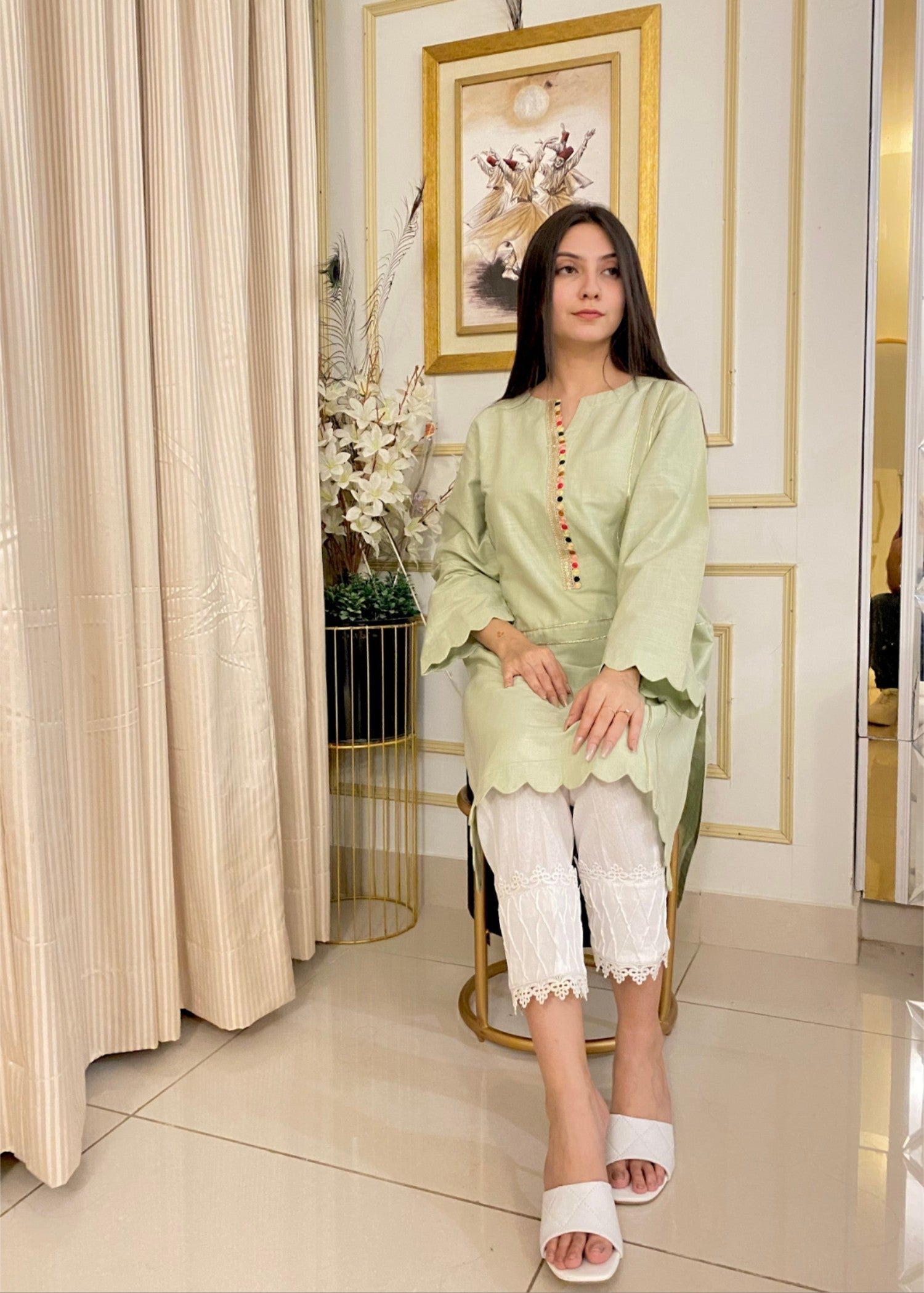 Urban Cut Premium Cotton Embroidered Kurta Women 1pcs