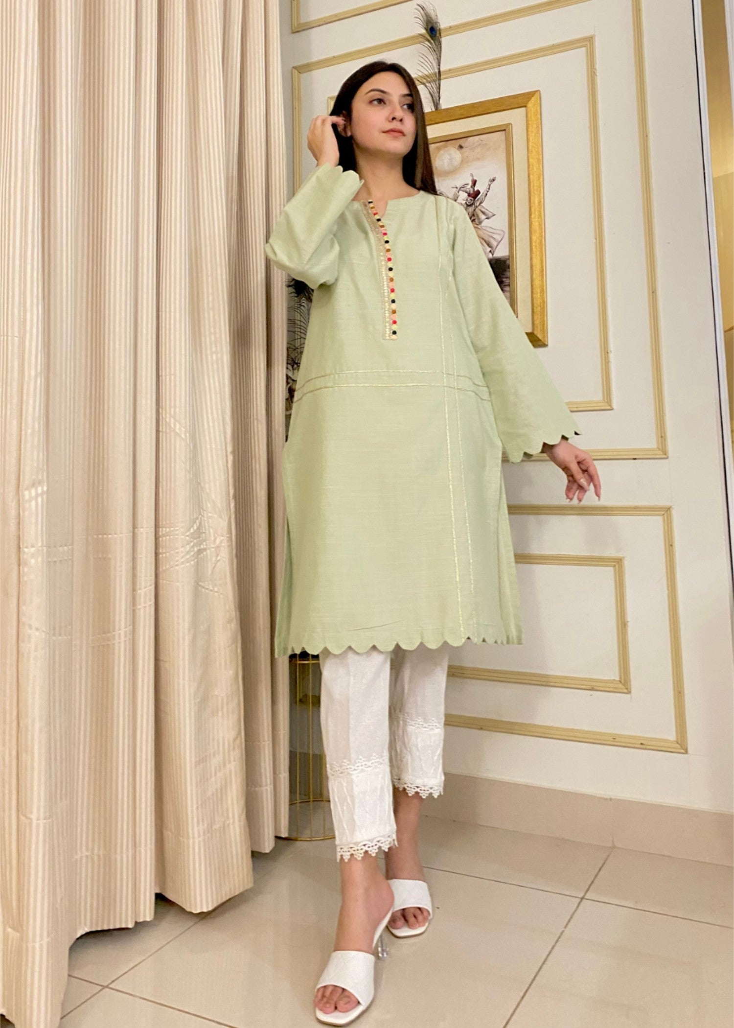 Urban Cut Premium Cotton Embroidered Kurta Women 1pcs