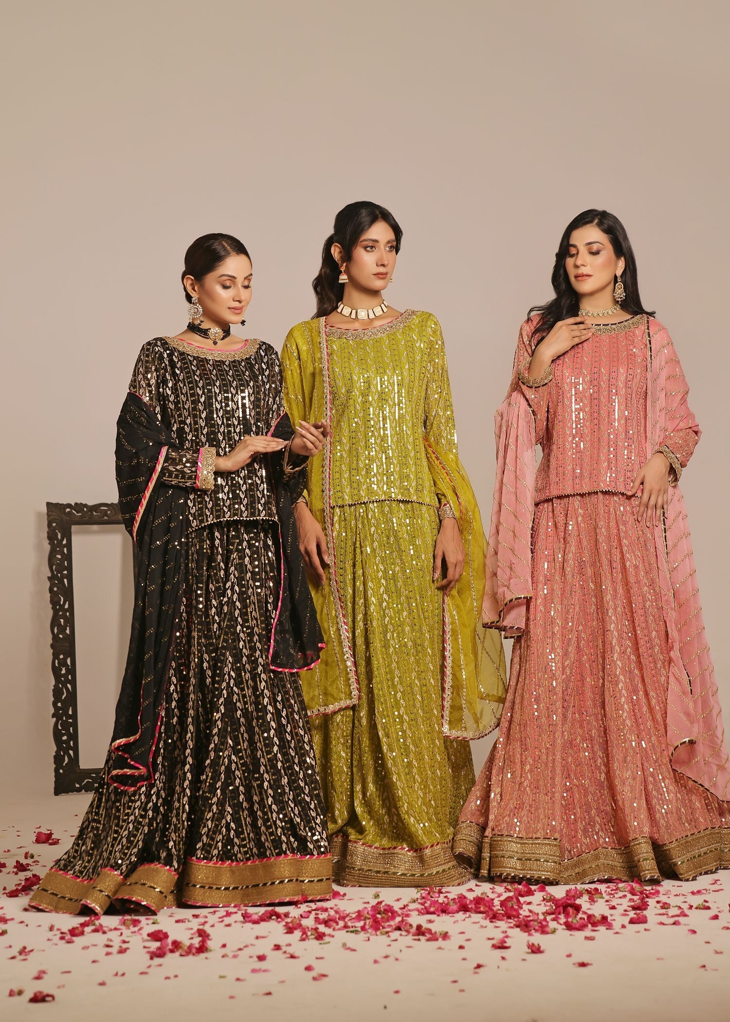 Ayesha Closet Shadmani Green Drift Women 3pcs