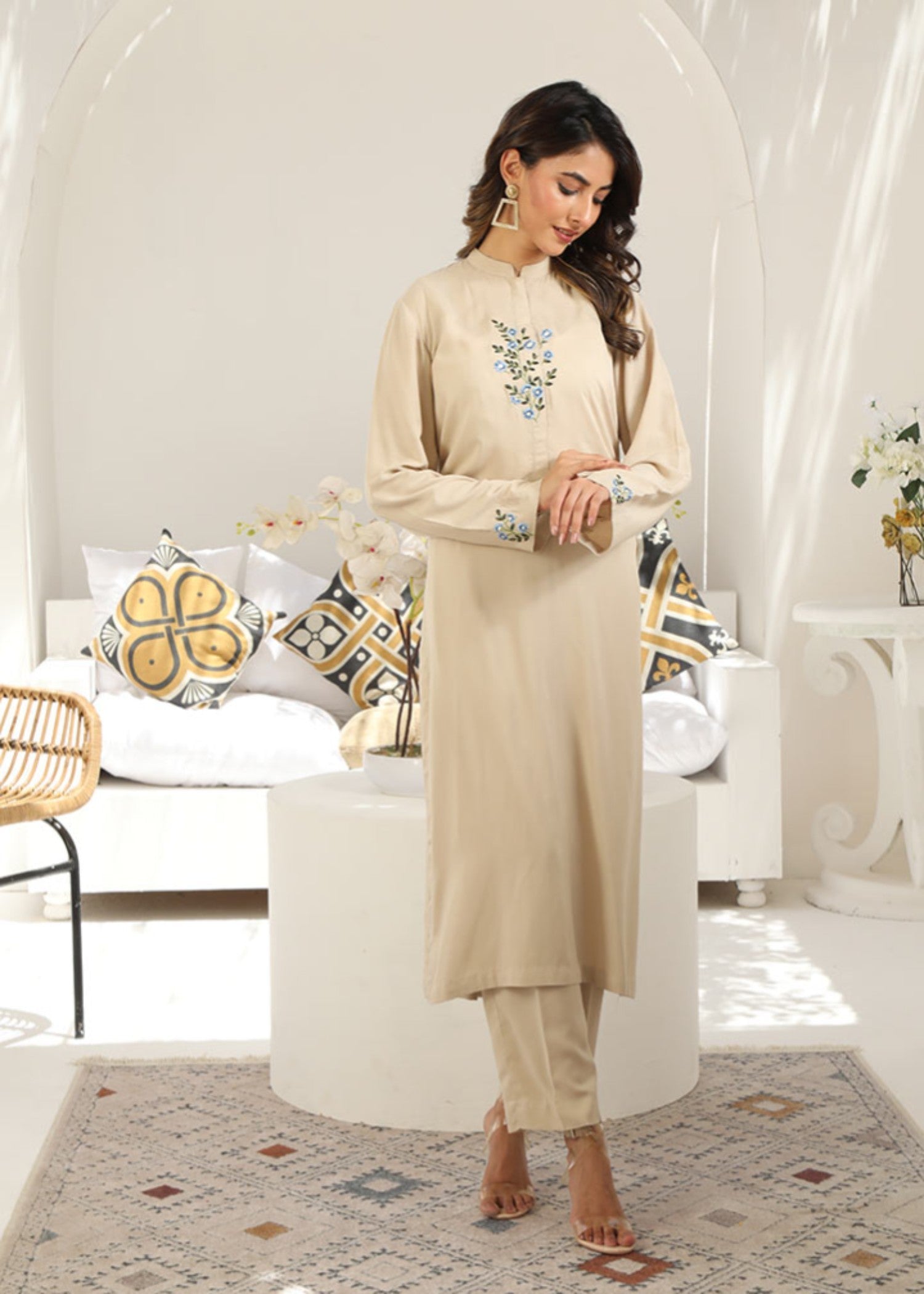 Najia Zia SAND EMBROIDERED SUIT (STITCHED) Women 2pcs