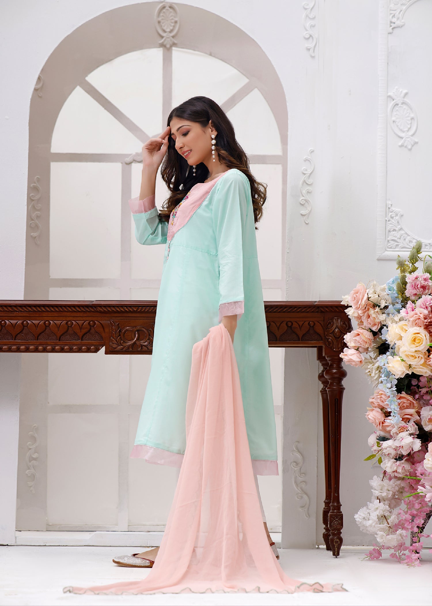 Kumash Textiles Floral (Top+Dupatta) Women 2pcs