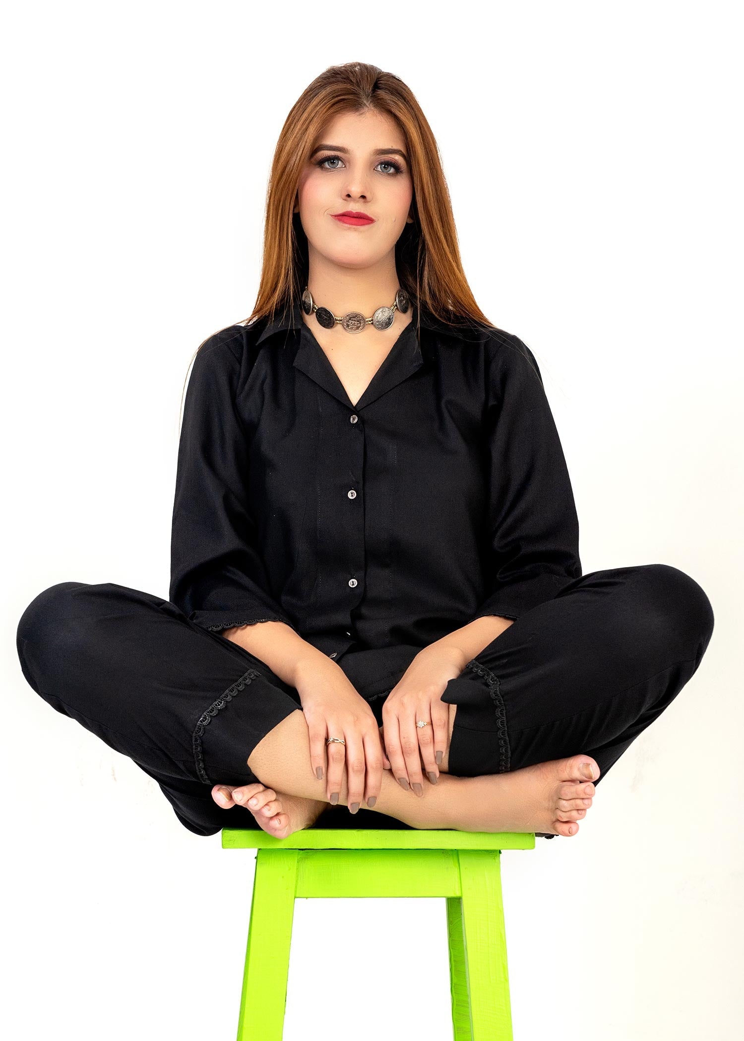 A&J Solid Black Women 2pcs