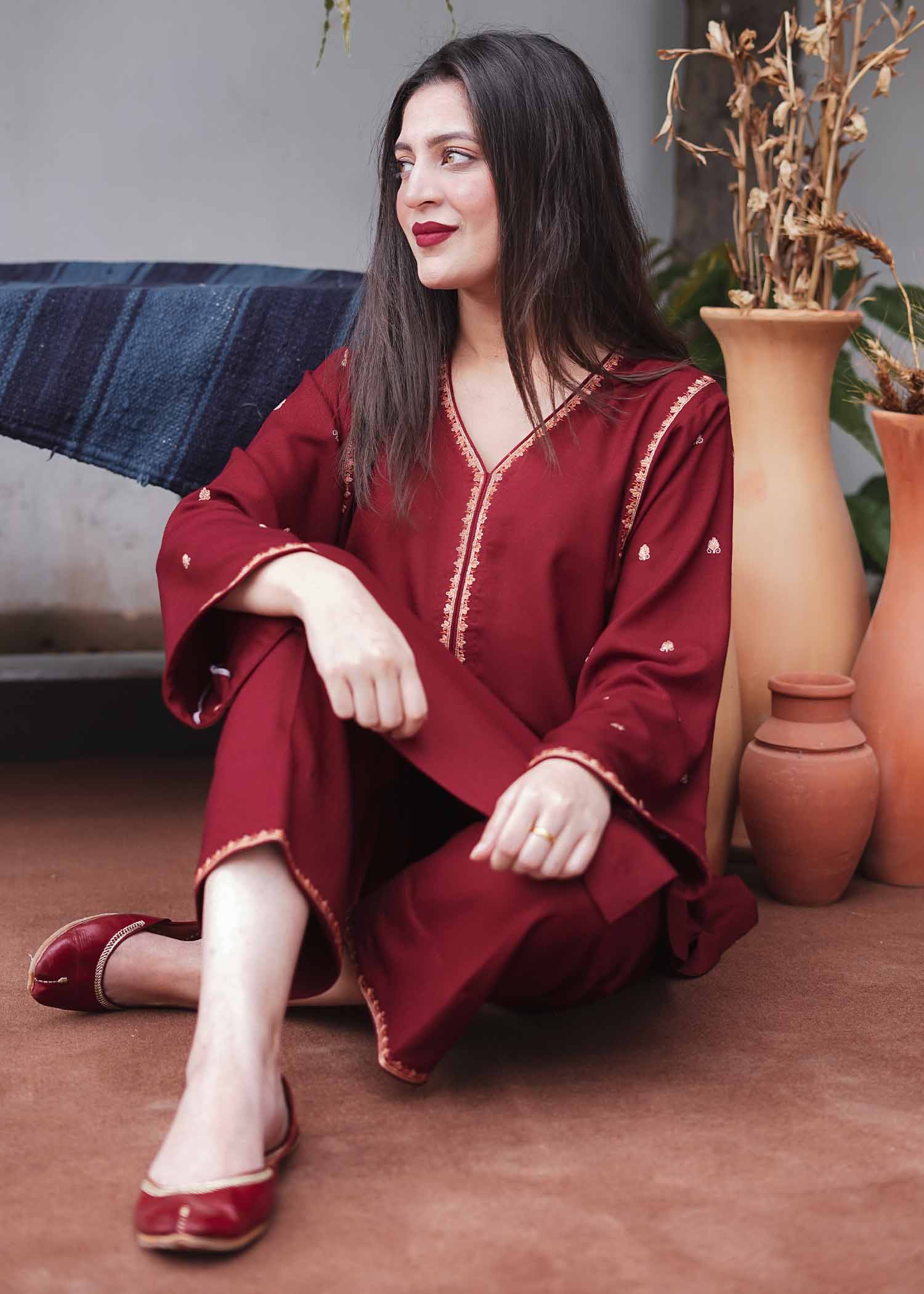 Aisling By Nirmal Maroon Women 2pcs