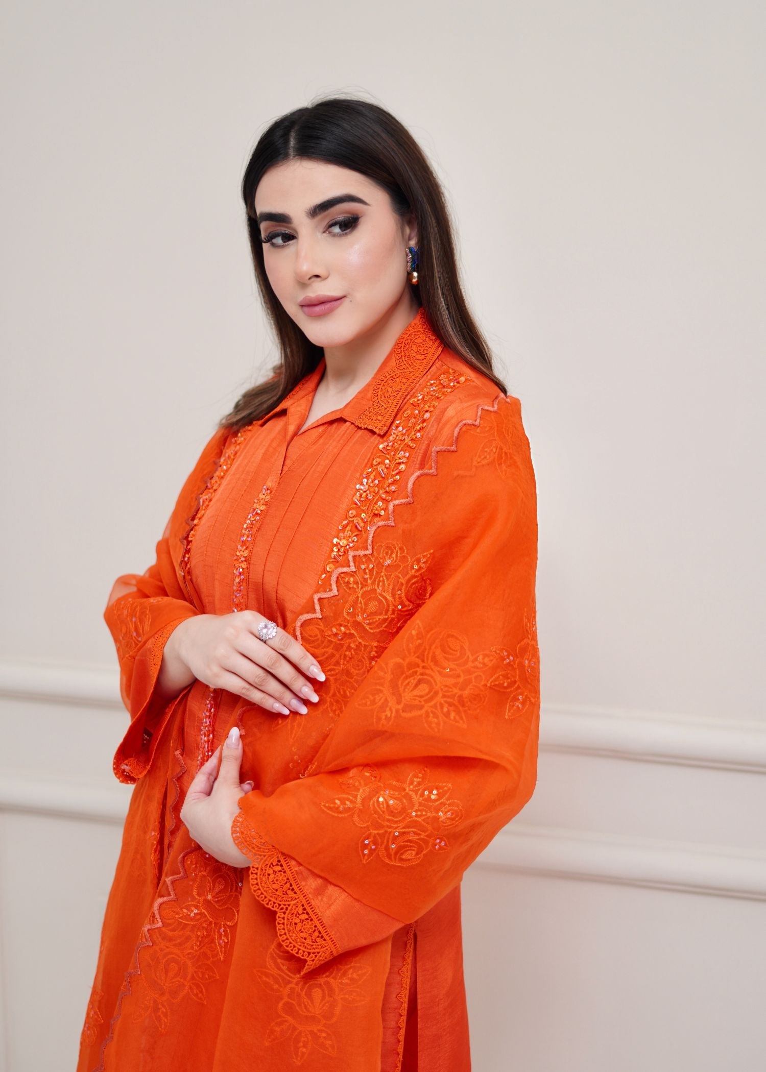 Maroon By Iqra Chaudhry Pumpkin Orange Women 3pcs