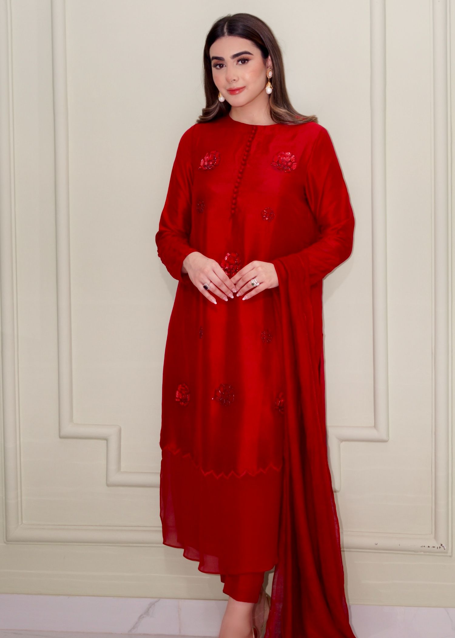 Hues Atelier Red Rosette Women 3pcs