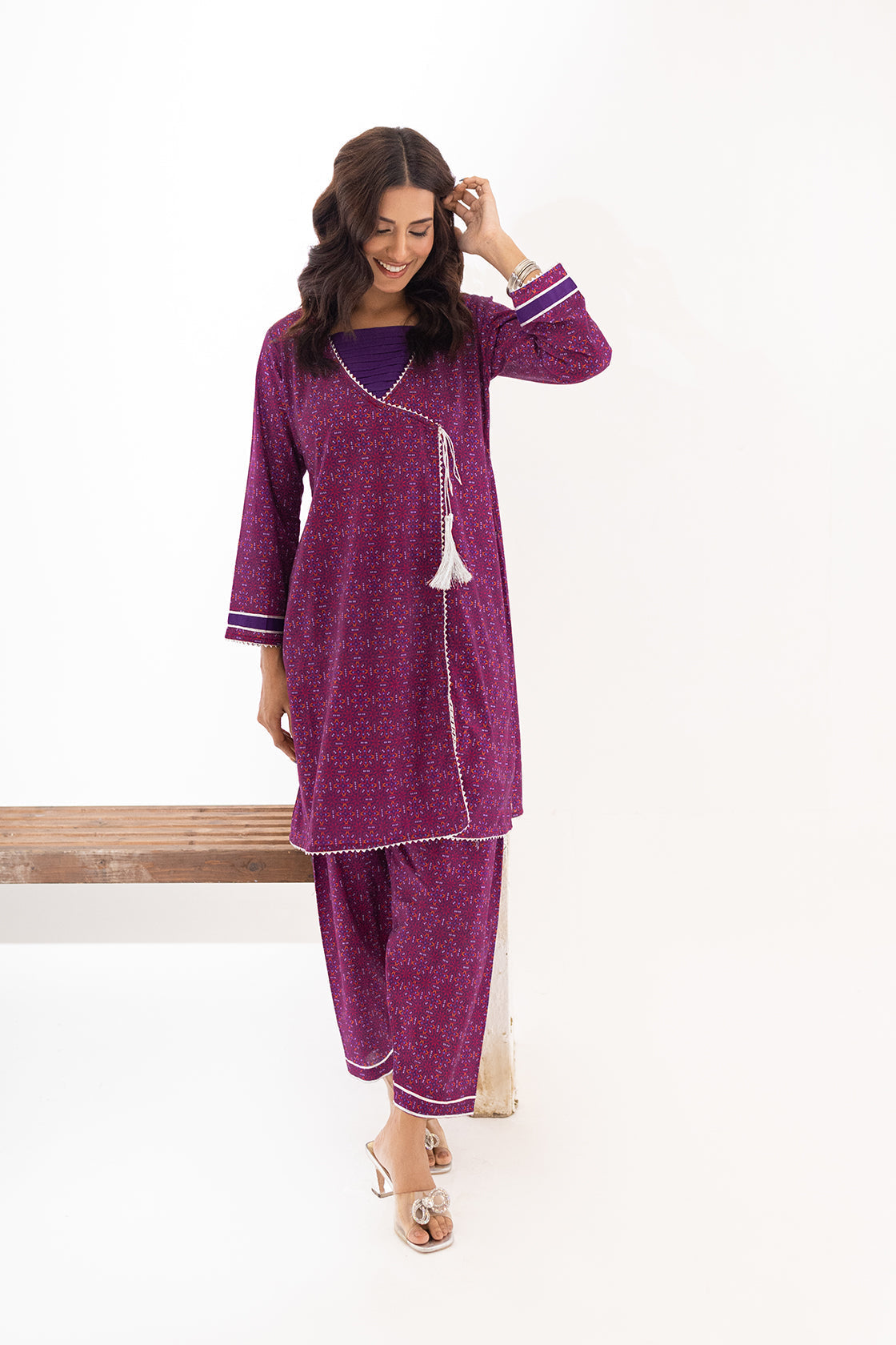 Kumash Textiles Pink Cundri Angharka Women Women 2pcs