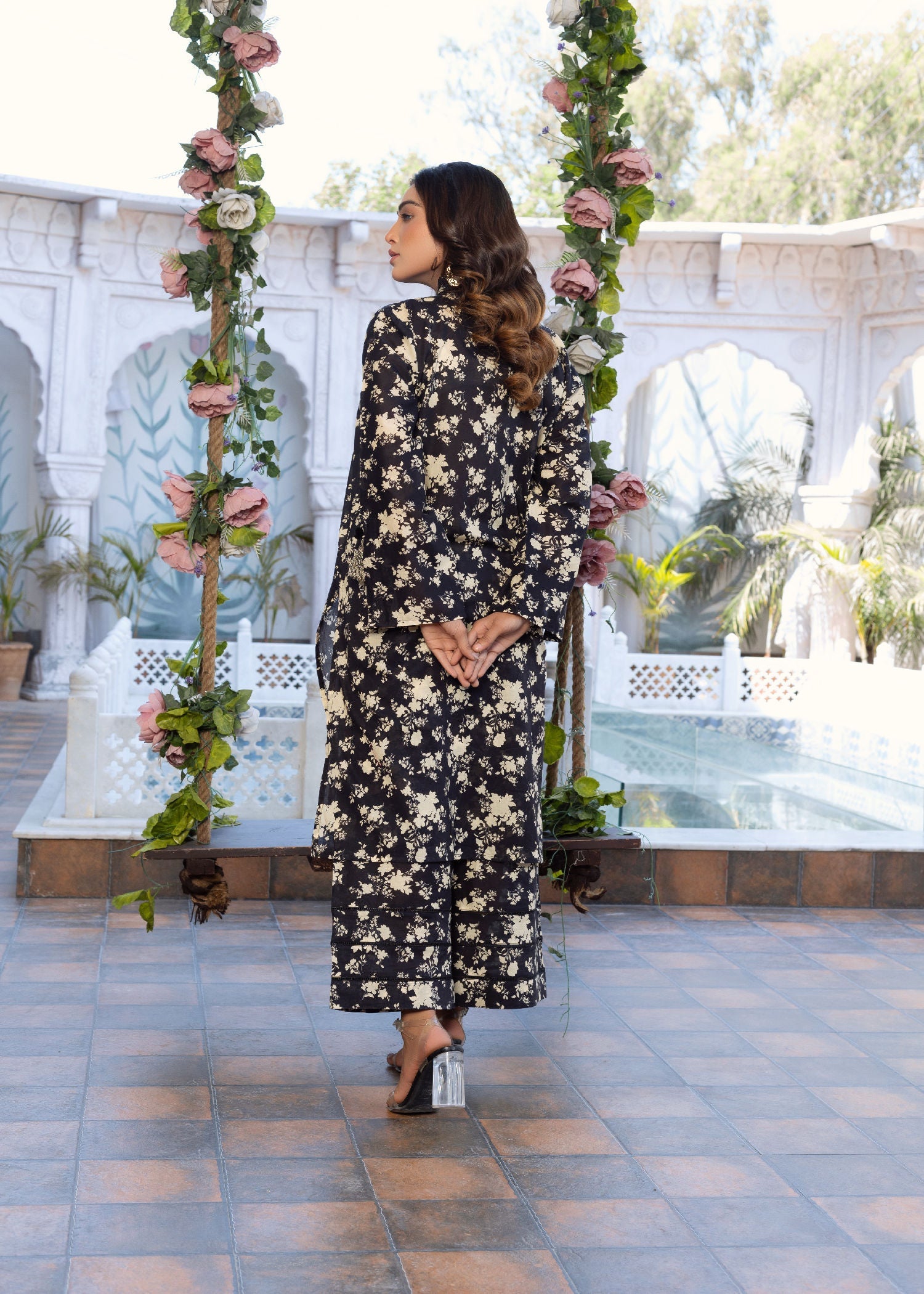 Zarsah Black Printed Suit ZSS 1004 Women 2pcs