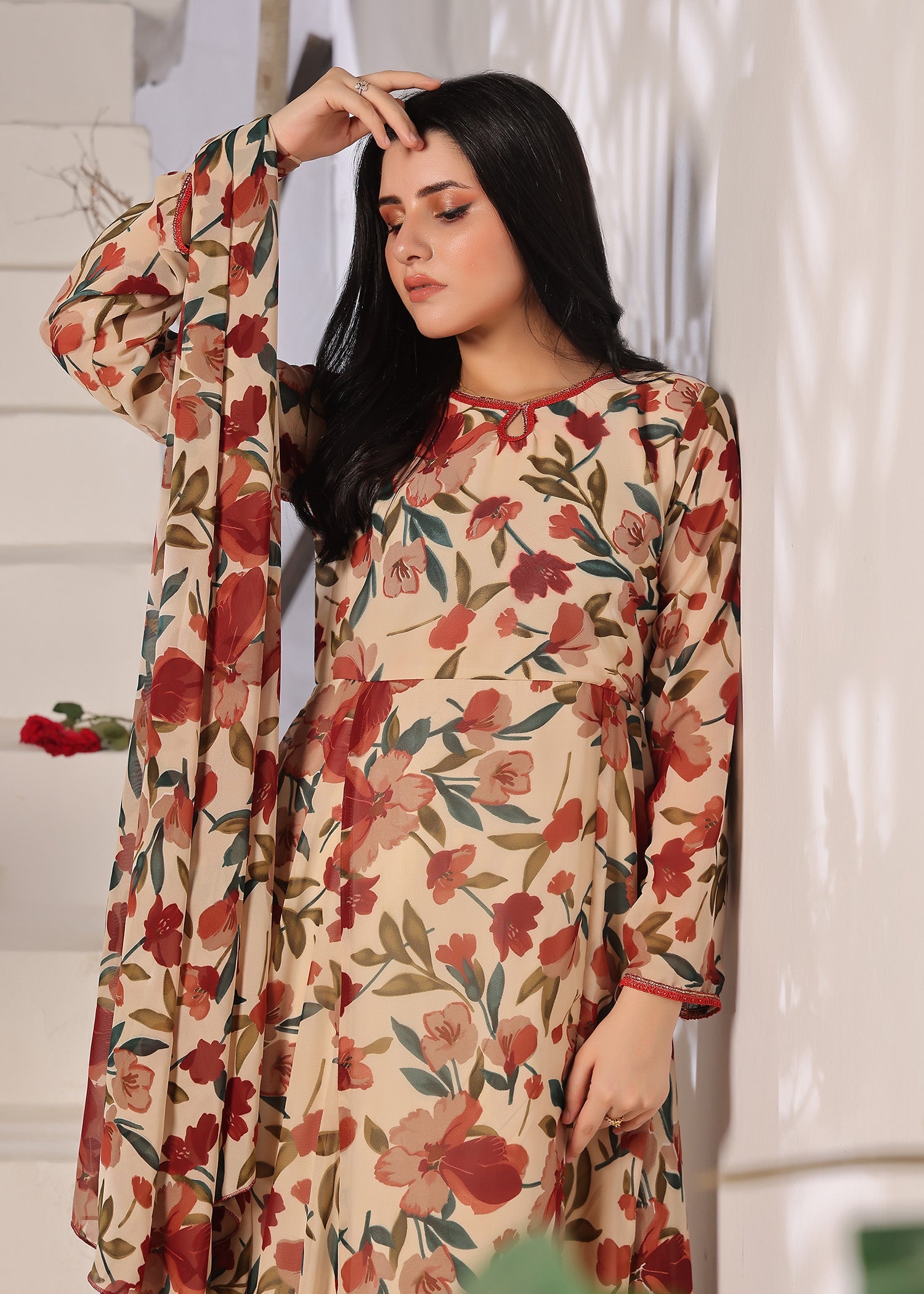 Nazmina Calico flowers dress Women 3pcs