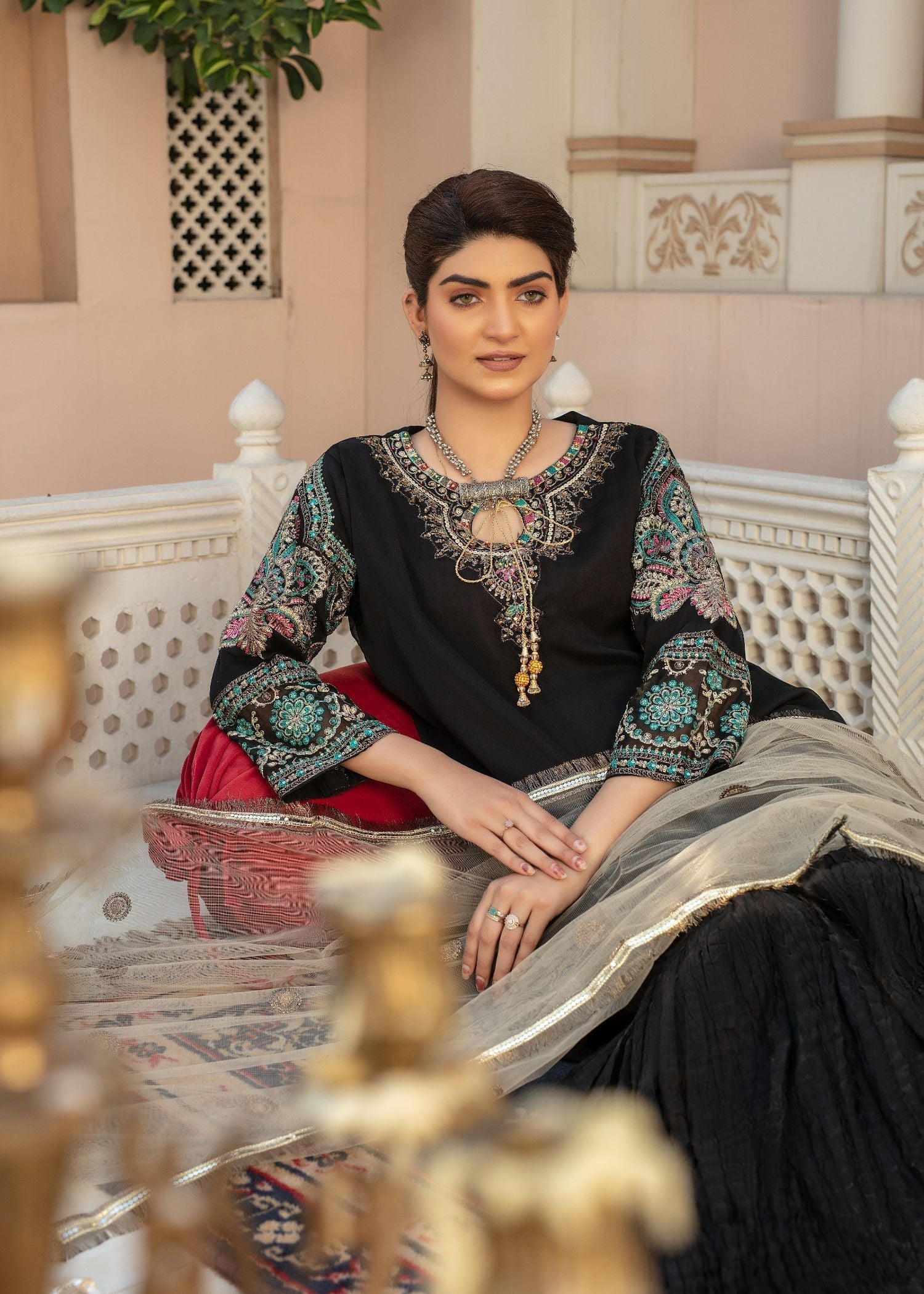 Pehnawa By Bin Akram’s RUBY REVIRE BLK CHIFFON Women 3pcs