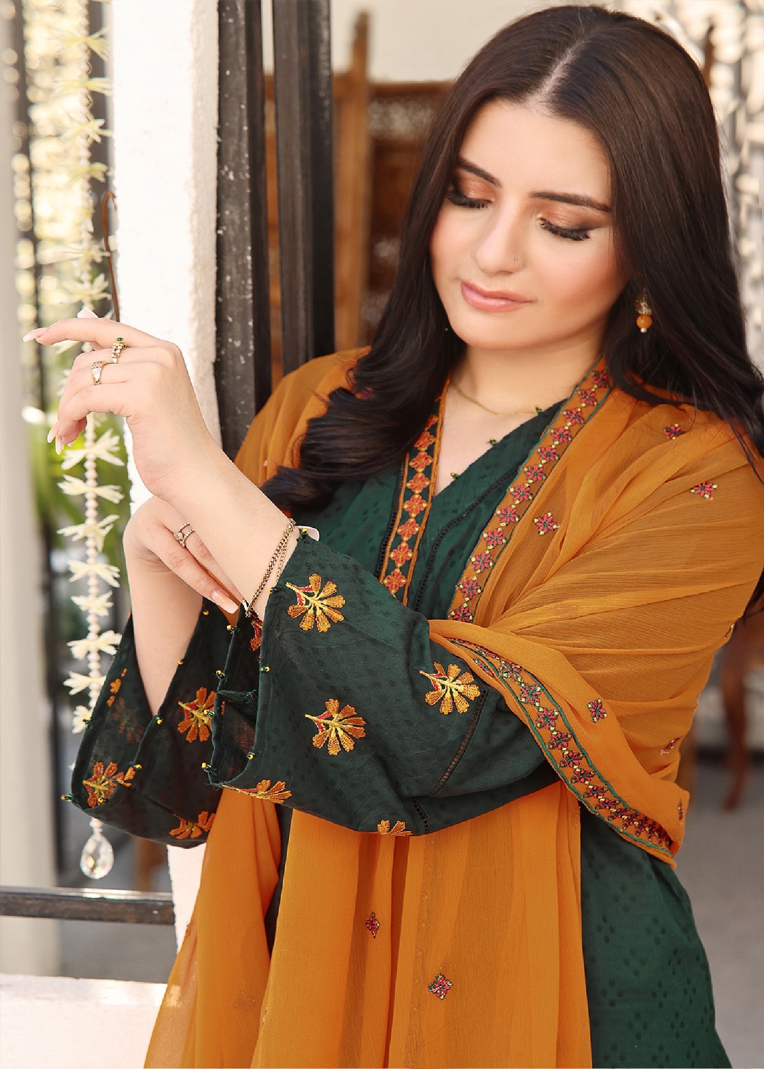 Kumash Textiles Dark Green Emb Womens Women 3pcs