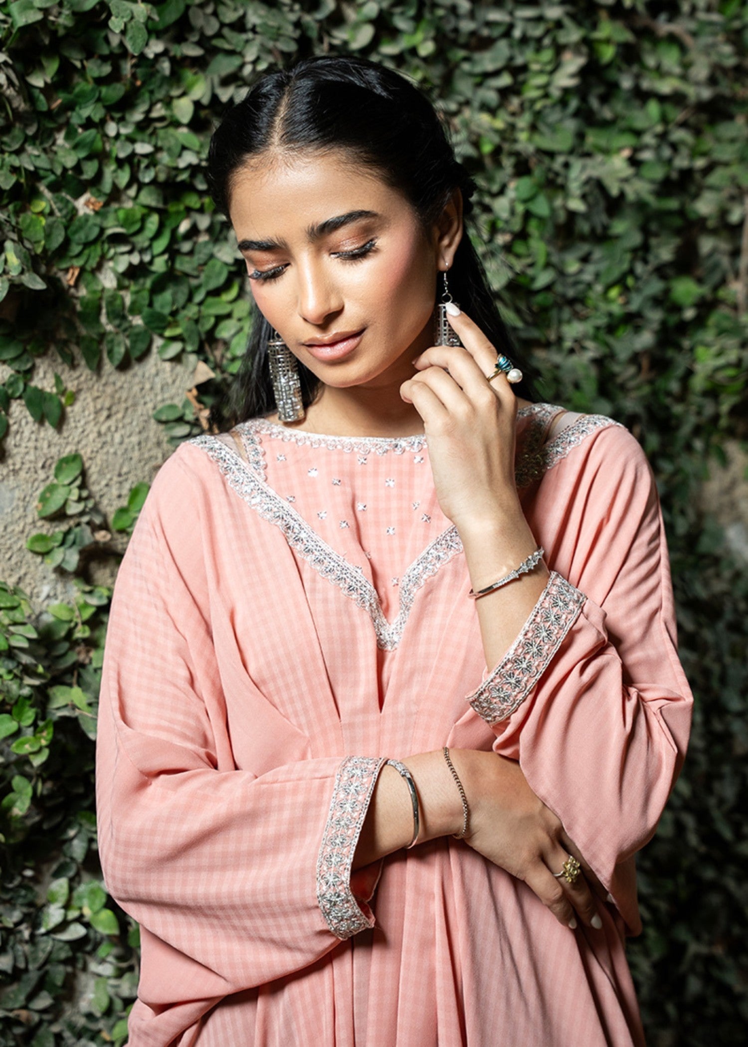 Kross Kulture Embroidered Self Textured Grip Kaftan Women 1pcs