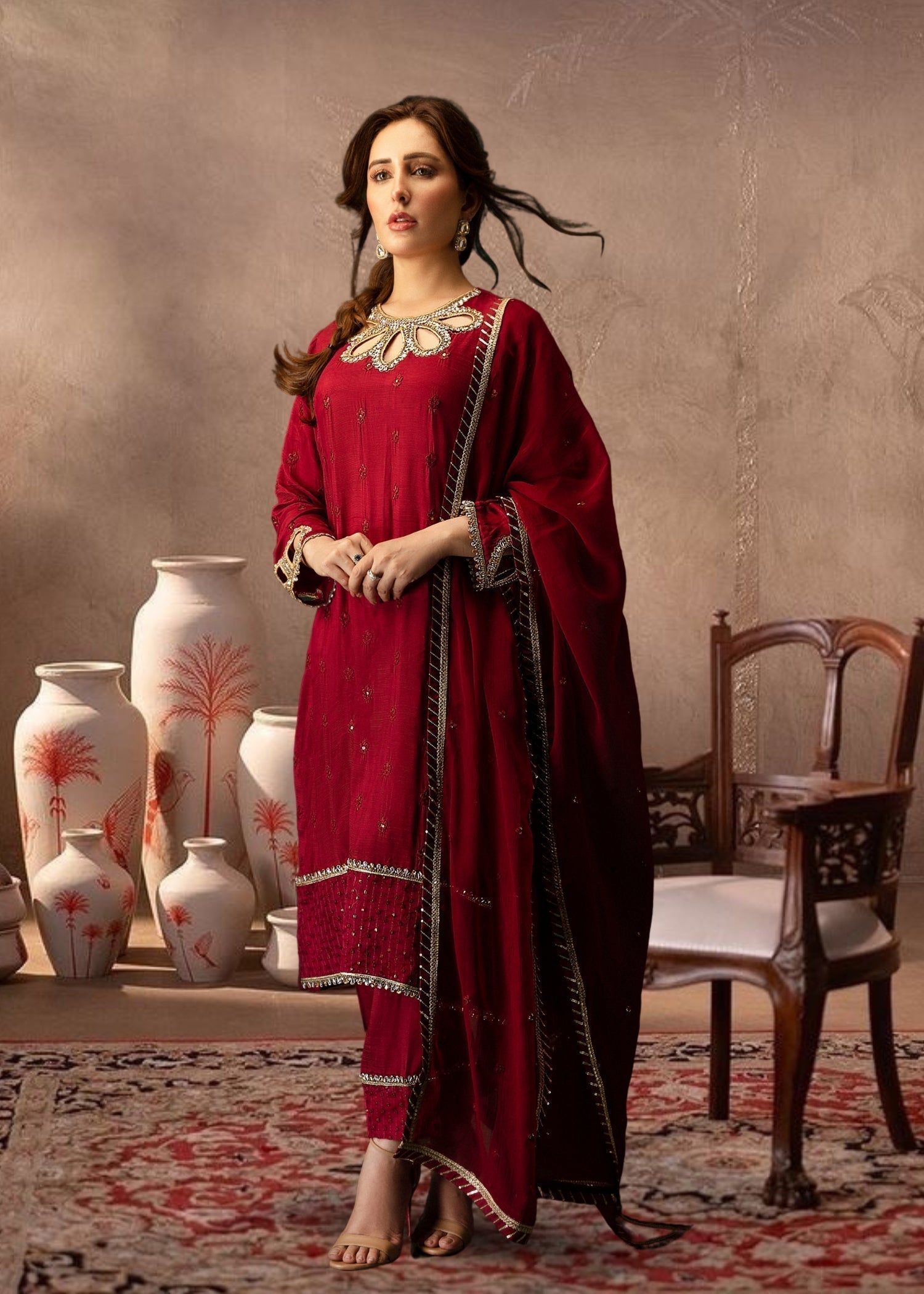 Al-Harir Apparel Deeya Maroon Women 3pcs