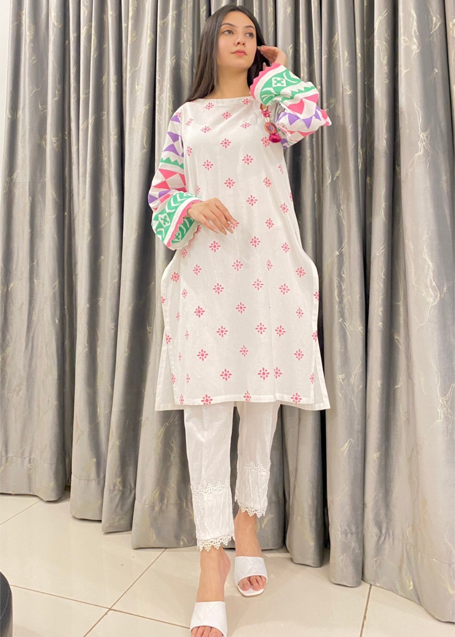 Urban Cut Stitched Cotton Printed Kurta Premium & Stylish Women 1pcs