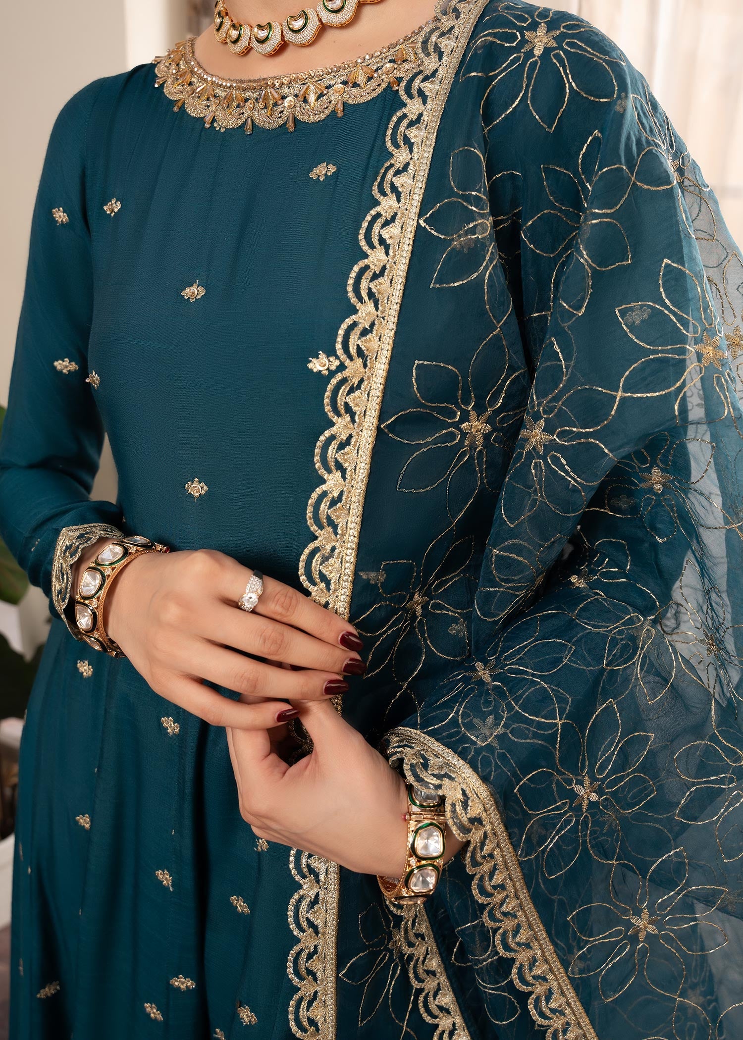 Rang-e-Haya Naghma (teal blue) Women 3pcs