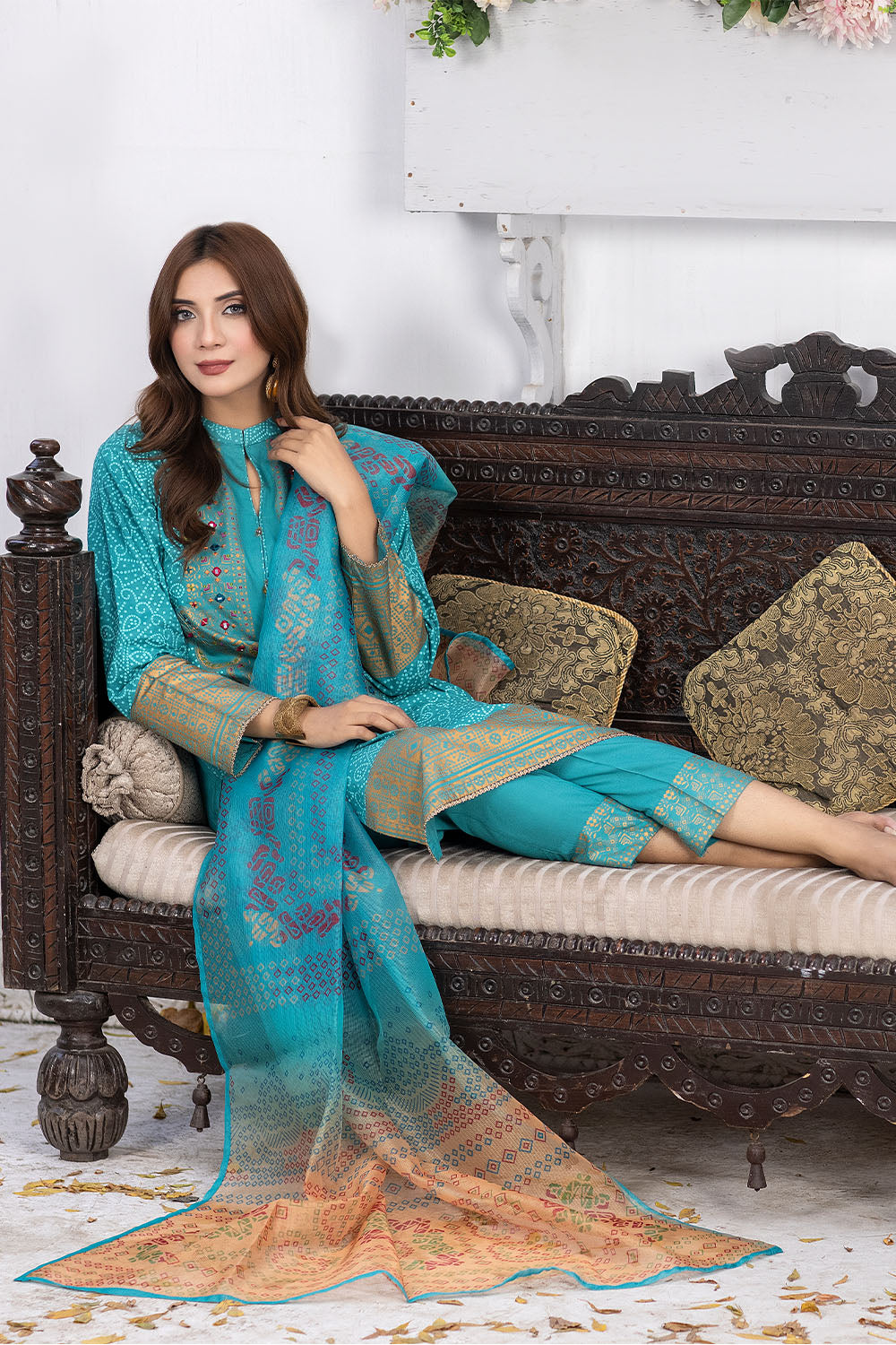 Madame Mirror Embroidered Linen Suit 2669 Women 3pcs