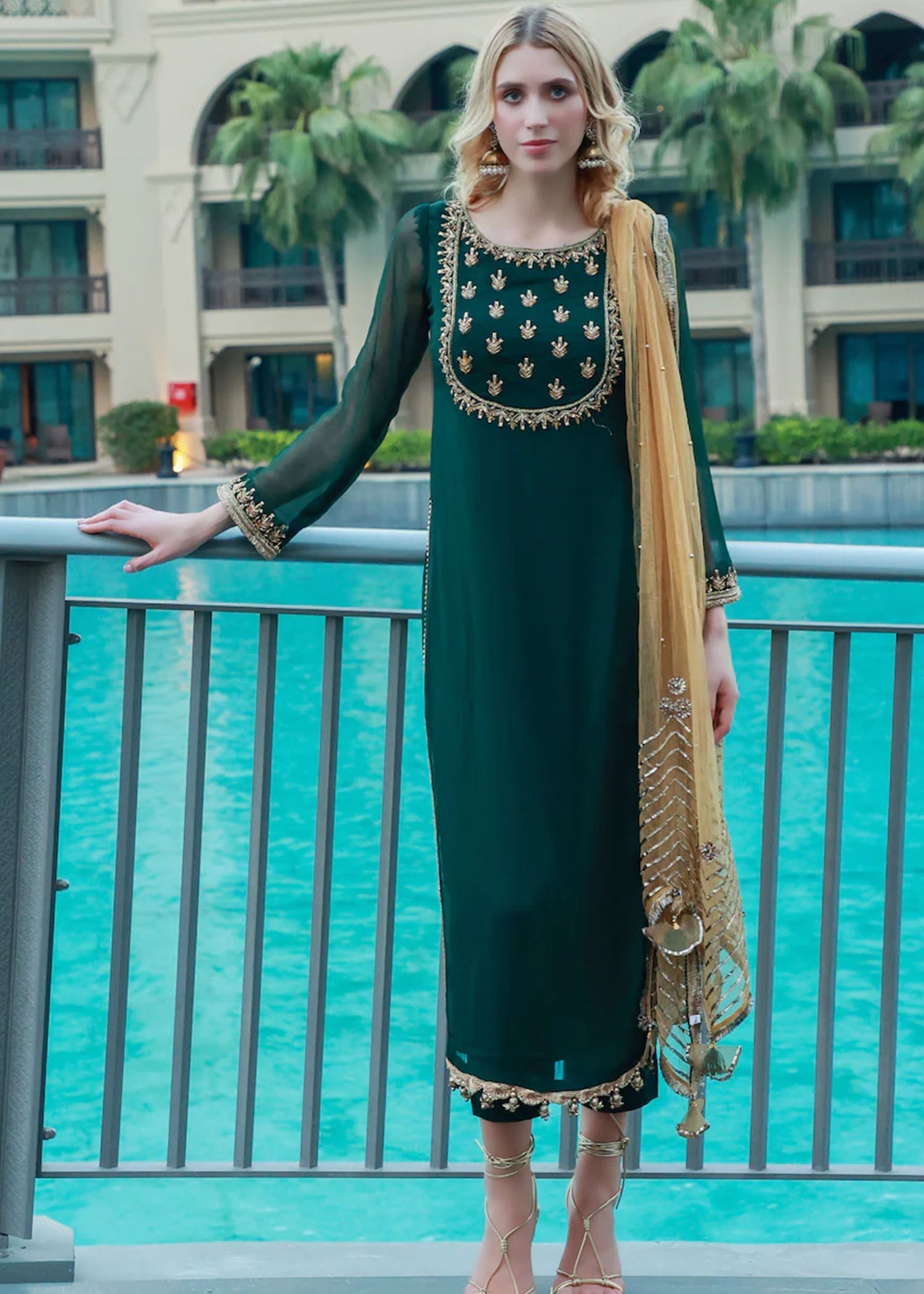 Khuda Baksh Creations Z 278 Green Women 4pcs