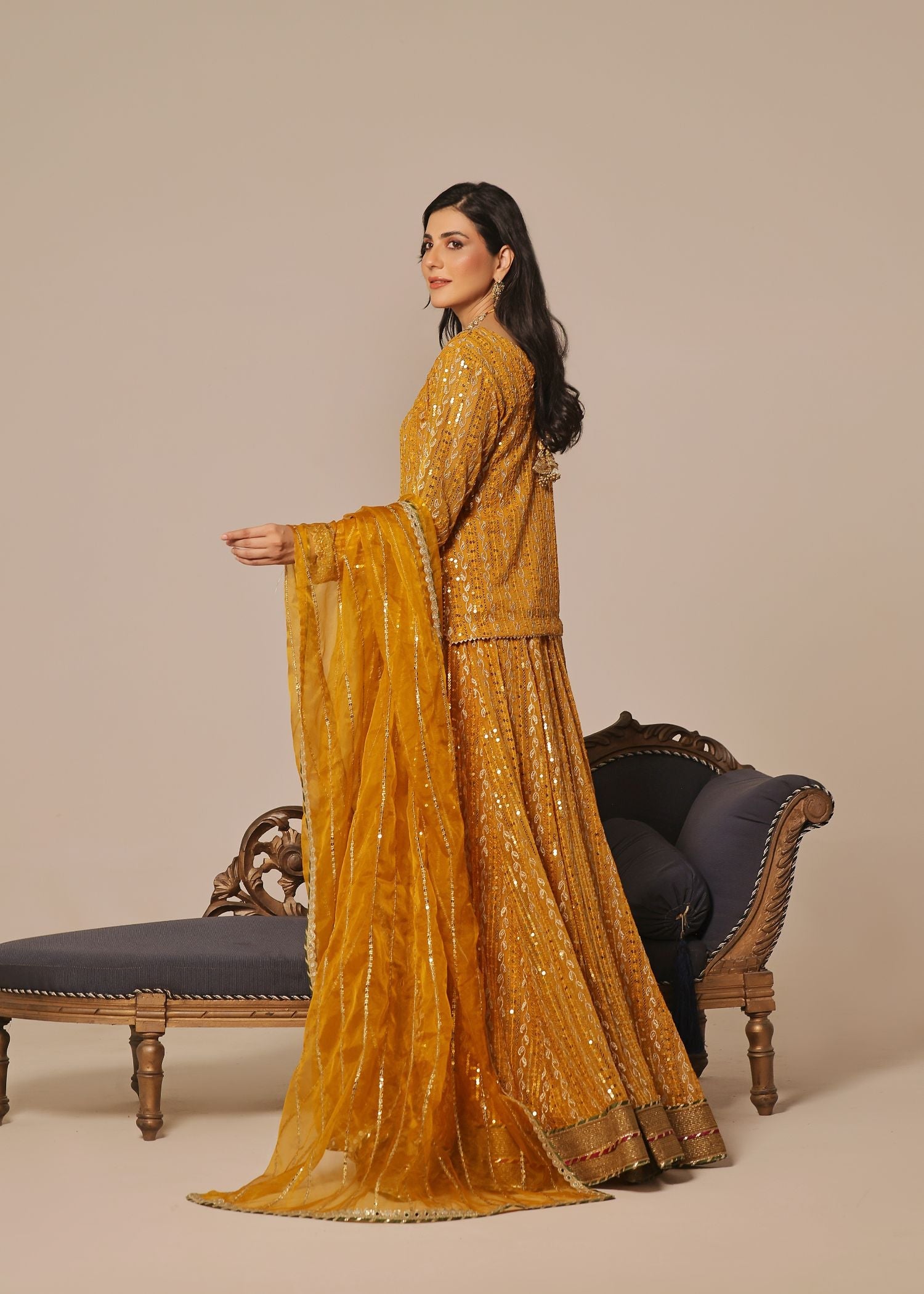 Ayesha Closet Shadmani Mustard Elegance Women 3pcs