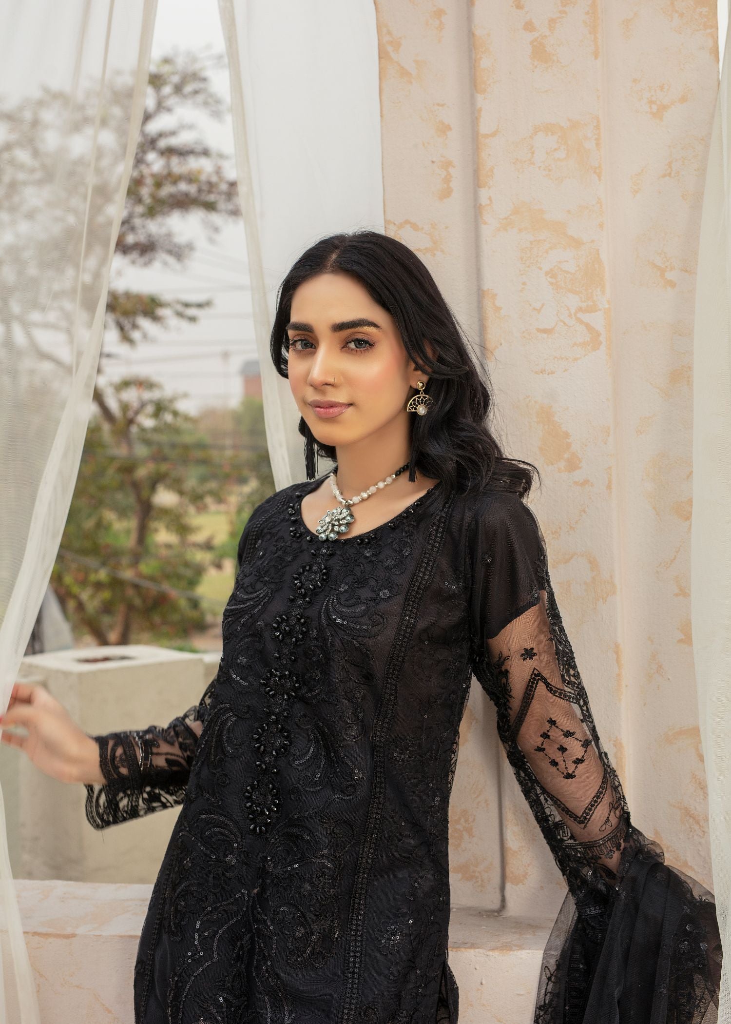 Pehnawa By Bin Akram’s BLACK BEAUTY EMBROIDERED NET Women 3pcs