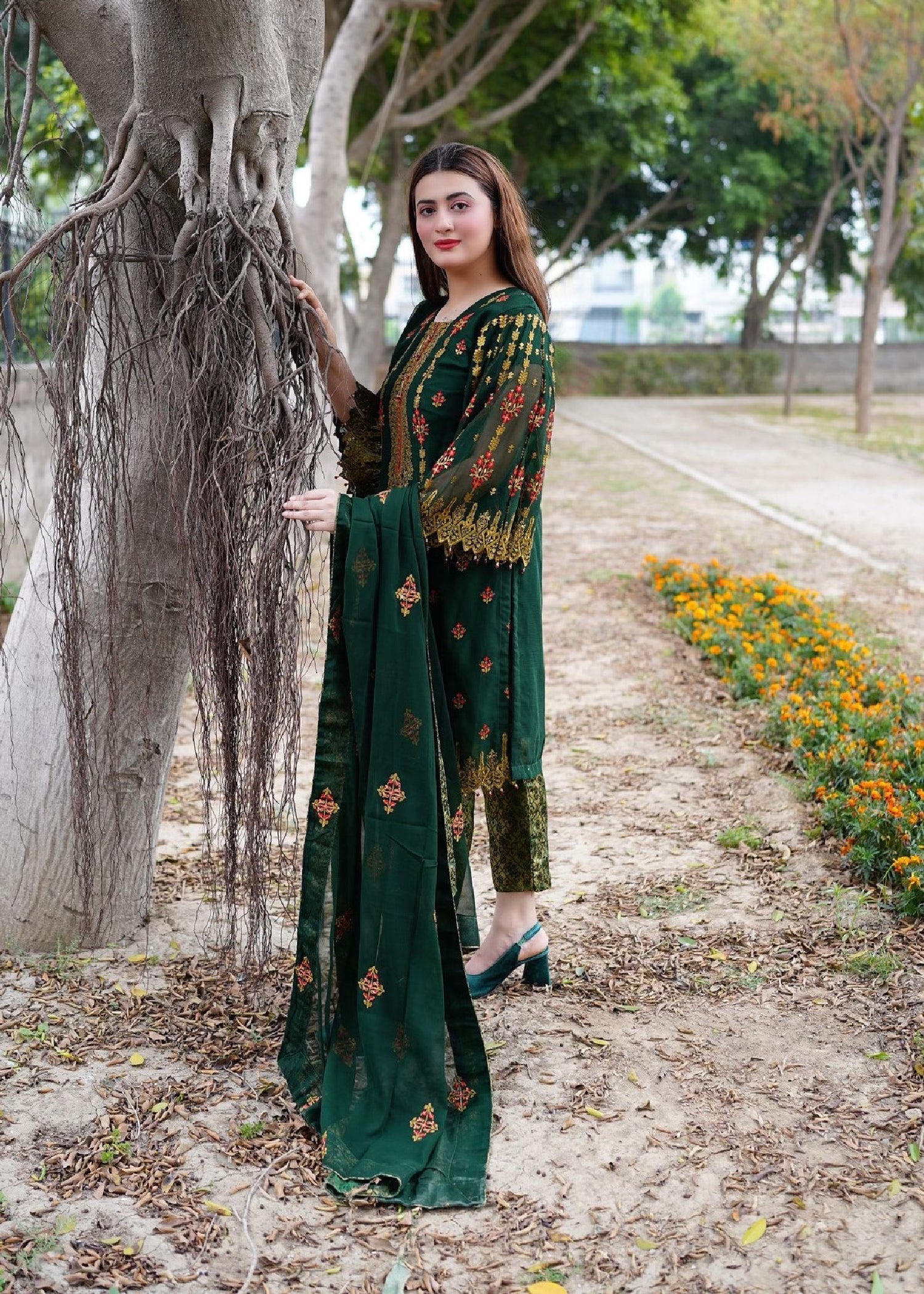 Four Season Boutique BARLAS CHIFFON GREEN Women 3pcs