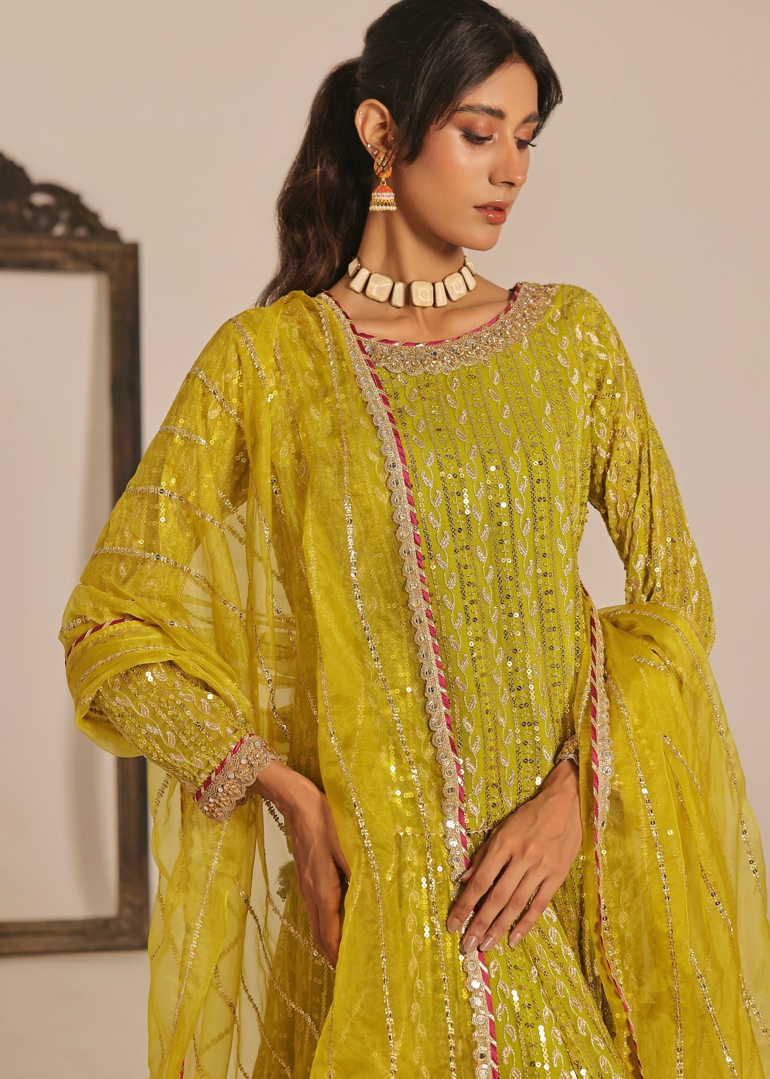 Ayesha Closet Shadmani Green Drift Women 3pcs