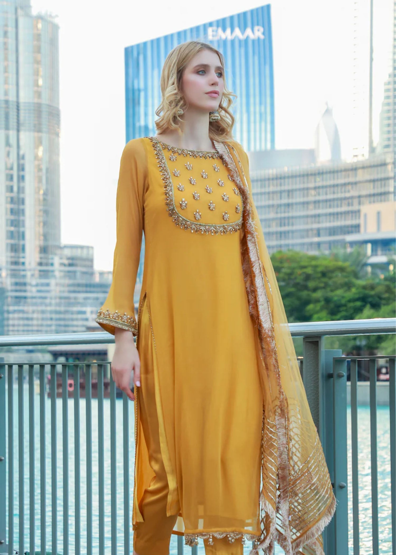 Khuda Baksh Creations Z 278 Mustard Women 4pcs