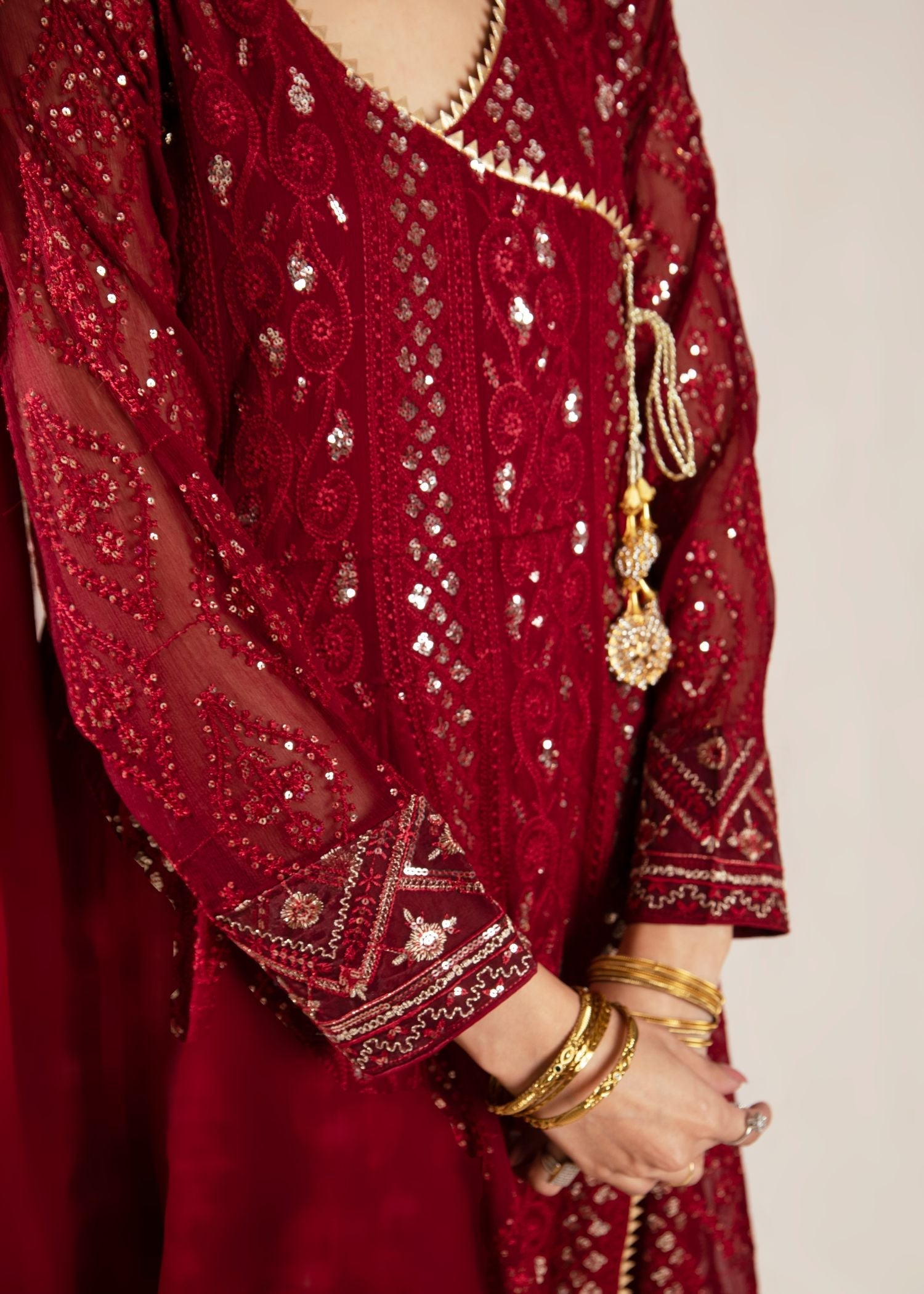 Manahils Angrakha 099 MELANIE MEHROON Women 3pcs