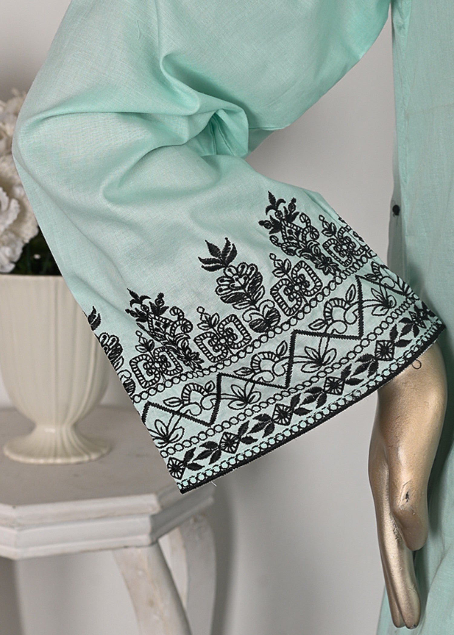 Khombi Grilled BZ 194 Moss Green Daily/Basic Wear Cotton Embroidered Dress Women 3pcs