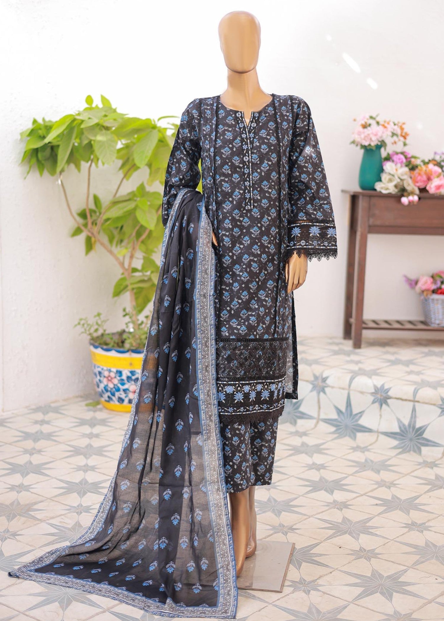 Suntex Fabrics – BLACK Festive Embroidered Women 3pcs