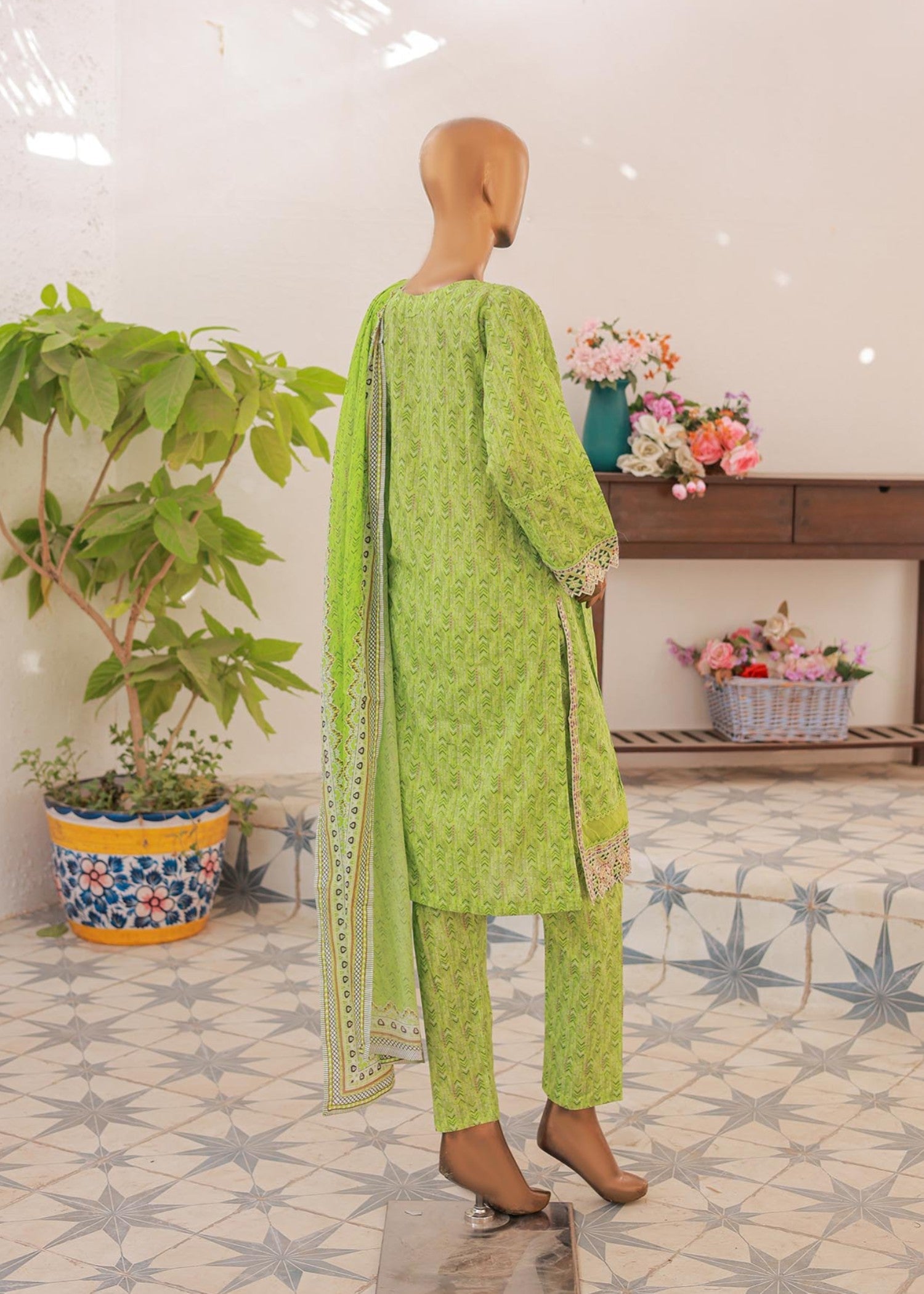 Suntex Fabrics – MINT GREEN Festive Embroidered Women 3pcs